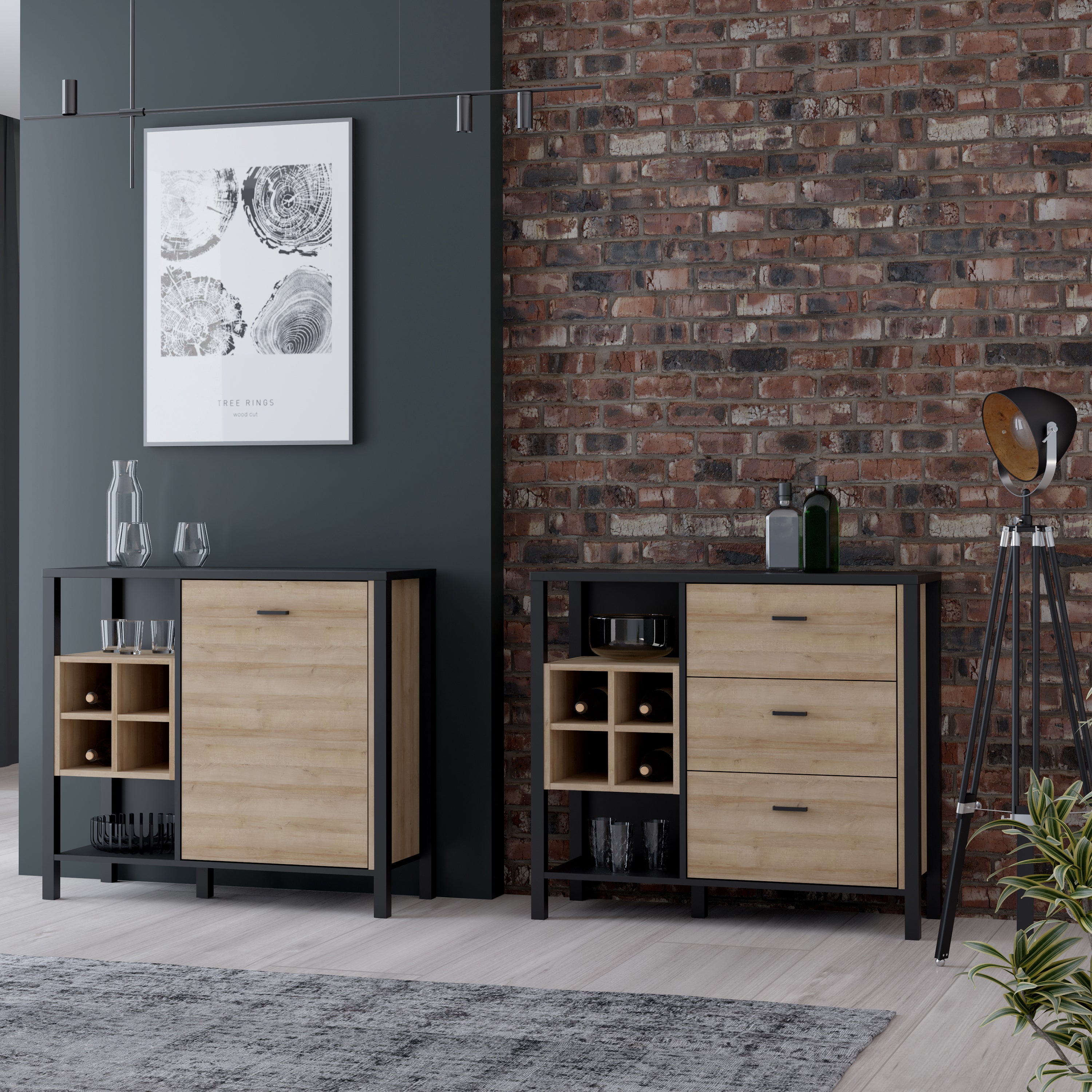 High Rock 3 Drawer Display Chest in Matt Black/Riviera Oak – FTG, view 5