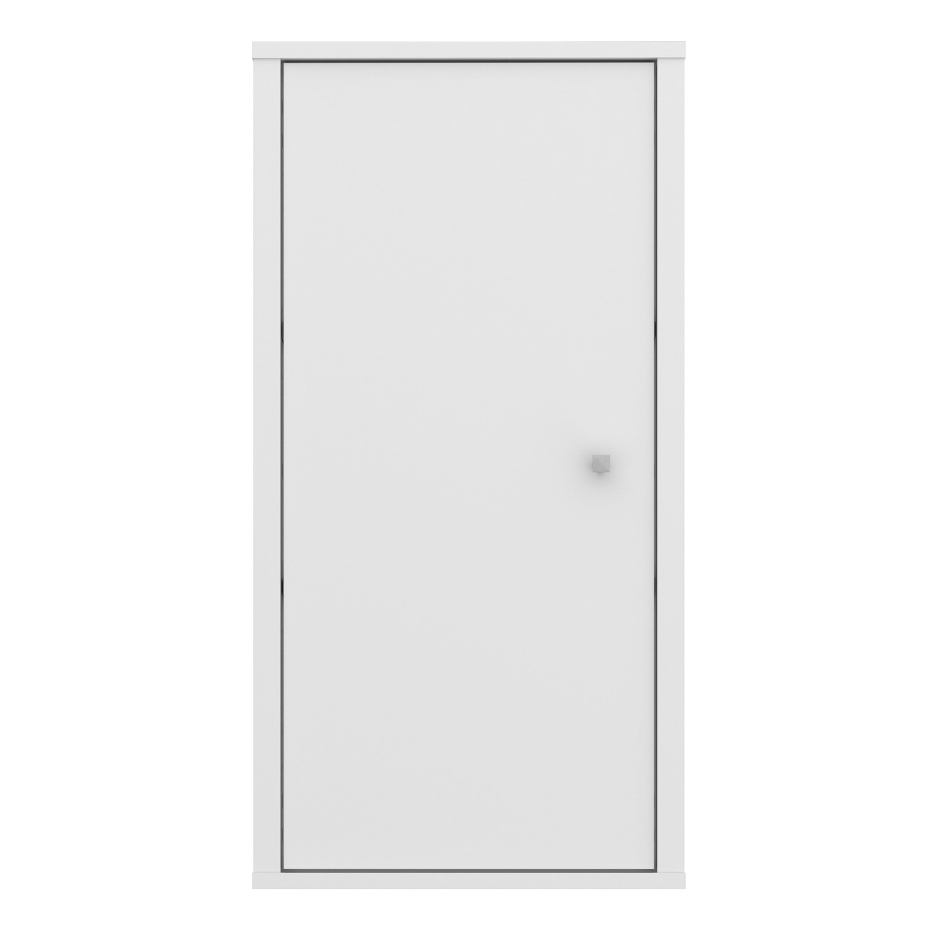 Ipsarion Hanging Cupboard with 1 Door & Silver Handle in White