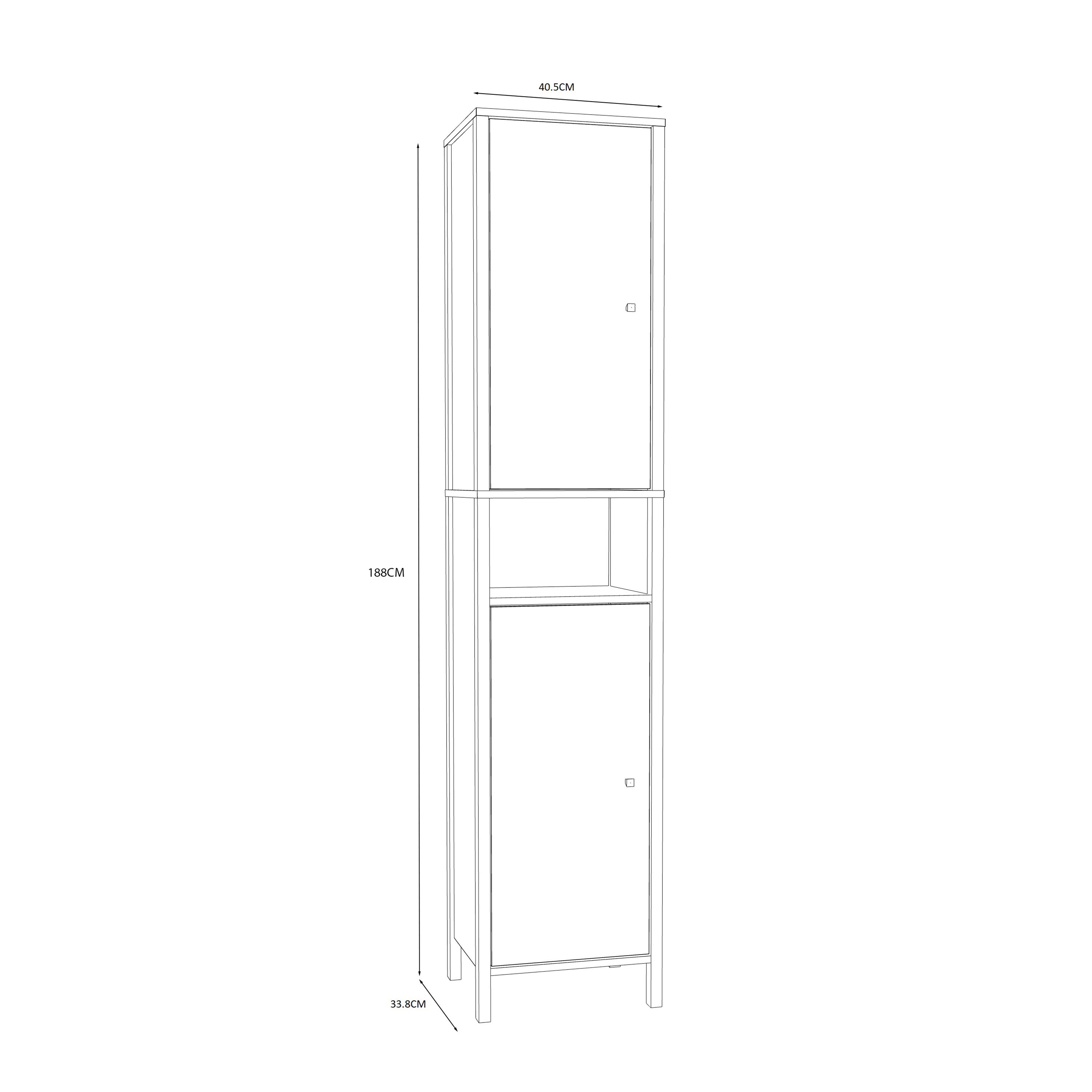 Ipsarion High Cupboard with 2 Doors & Silver Handles in White