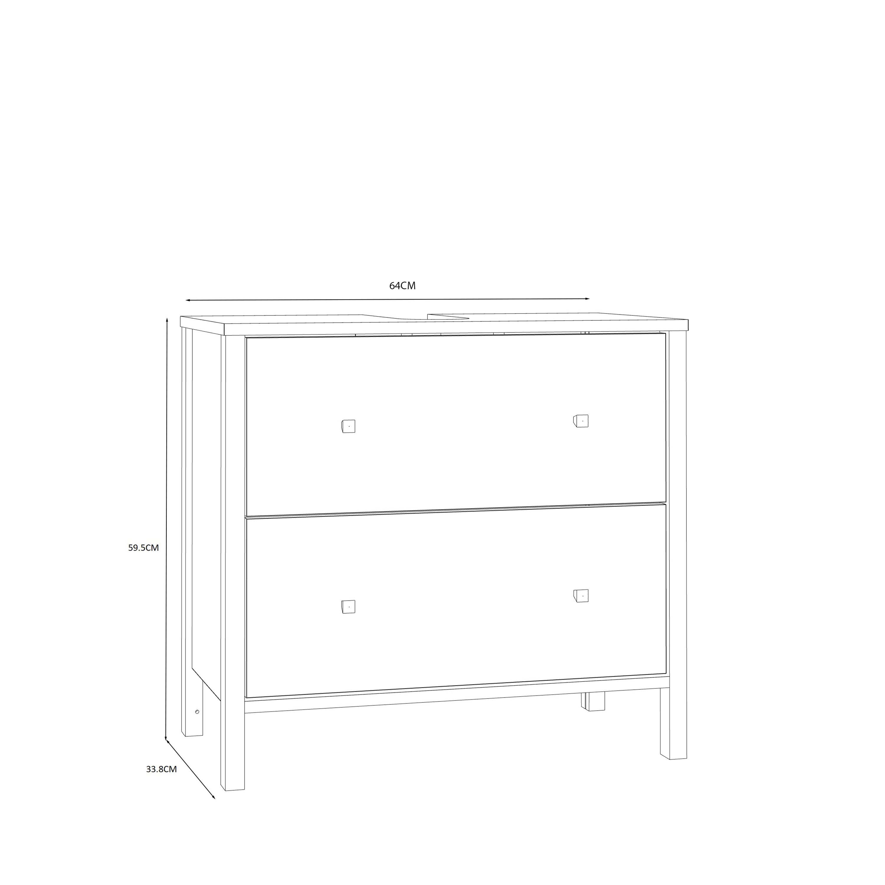 Ipsarion Under Sink Bathroom Storage Unit with 2 Drawers & Silver Handles in White
