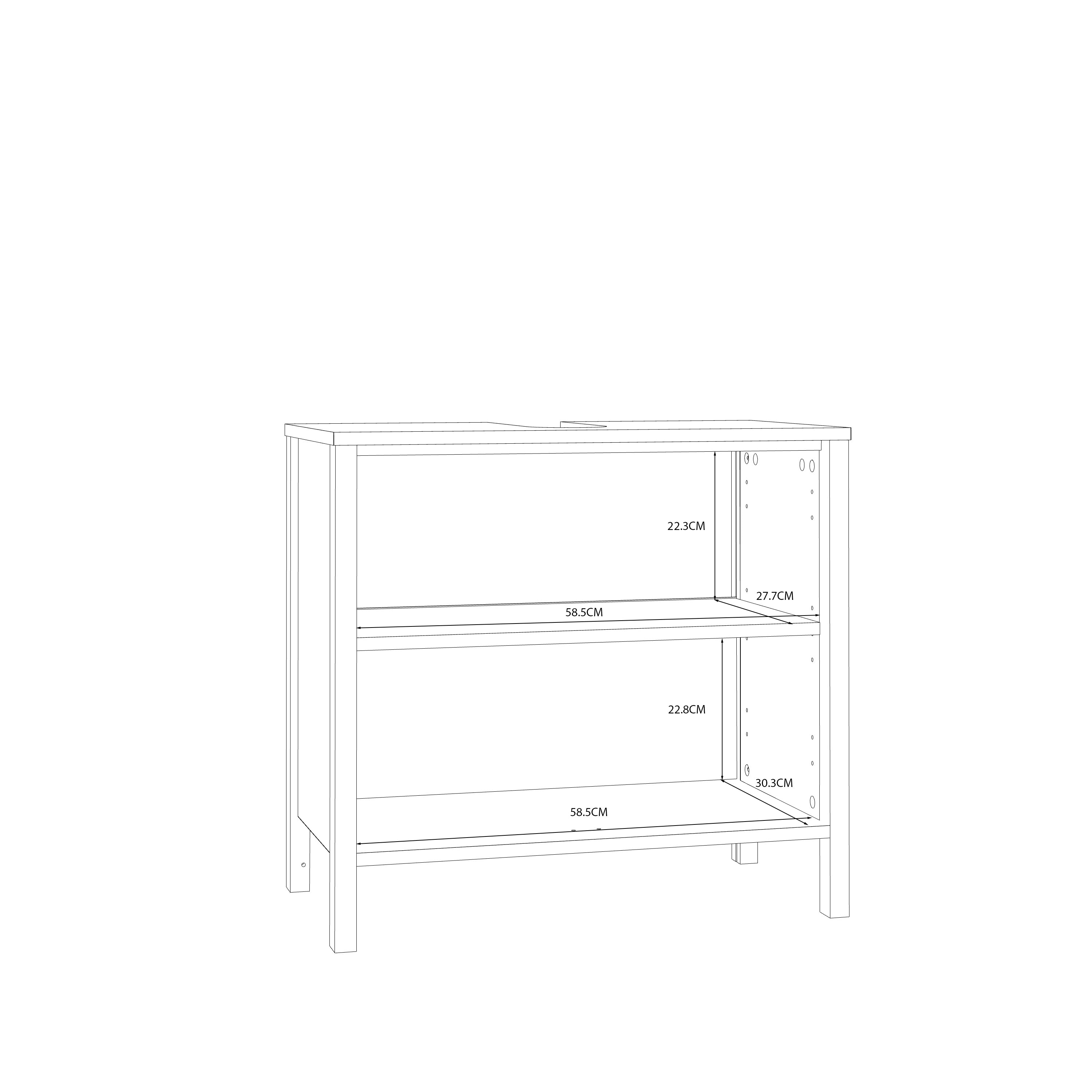 Ipsarion Under Sink Bathroom Storage Unit with 2 Doors & Silver Handles in White