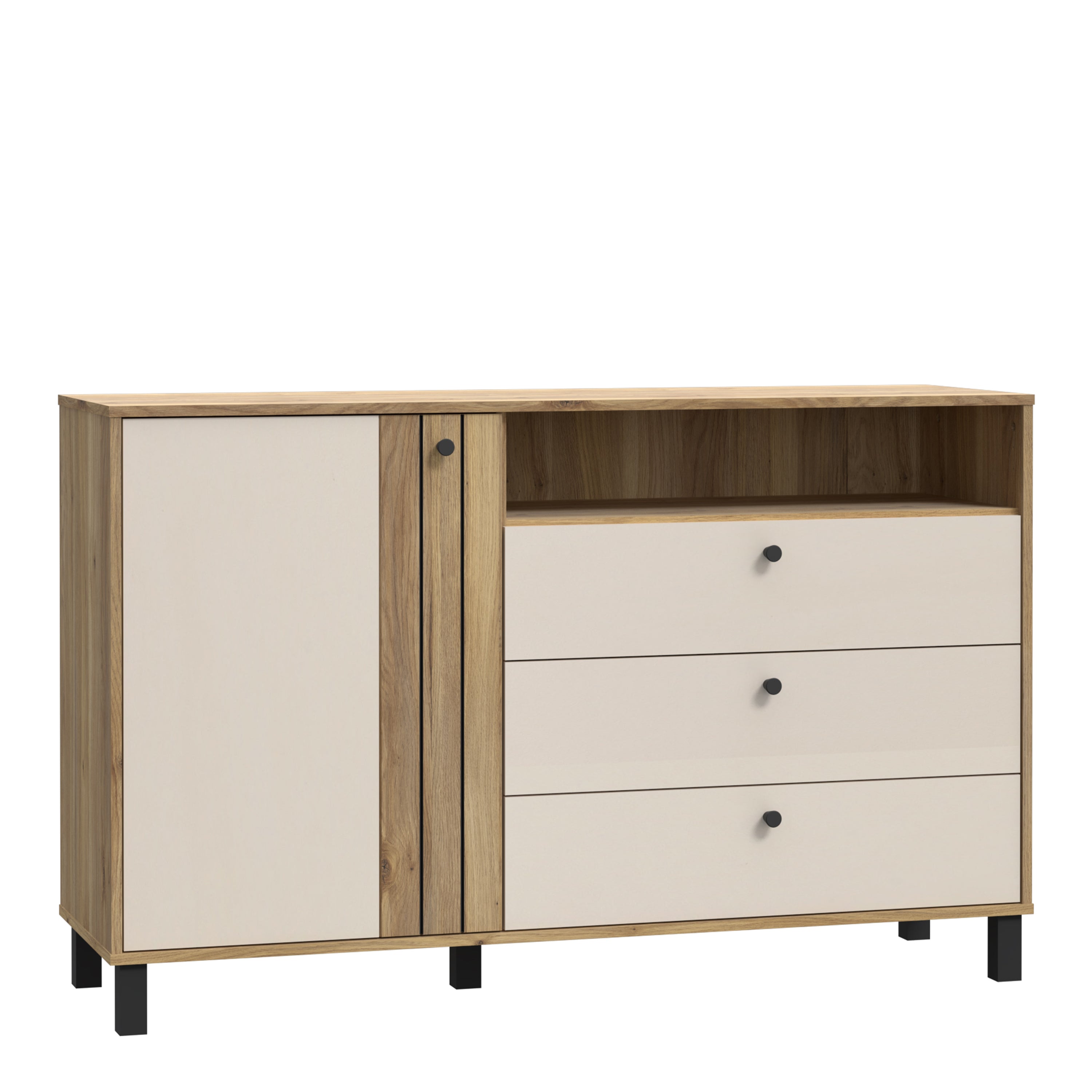 Grafton 1 Door 3 Drawer Chest In Cream and Oak – FTG