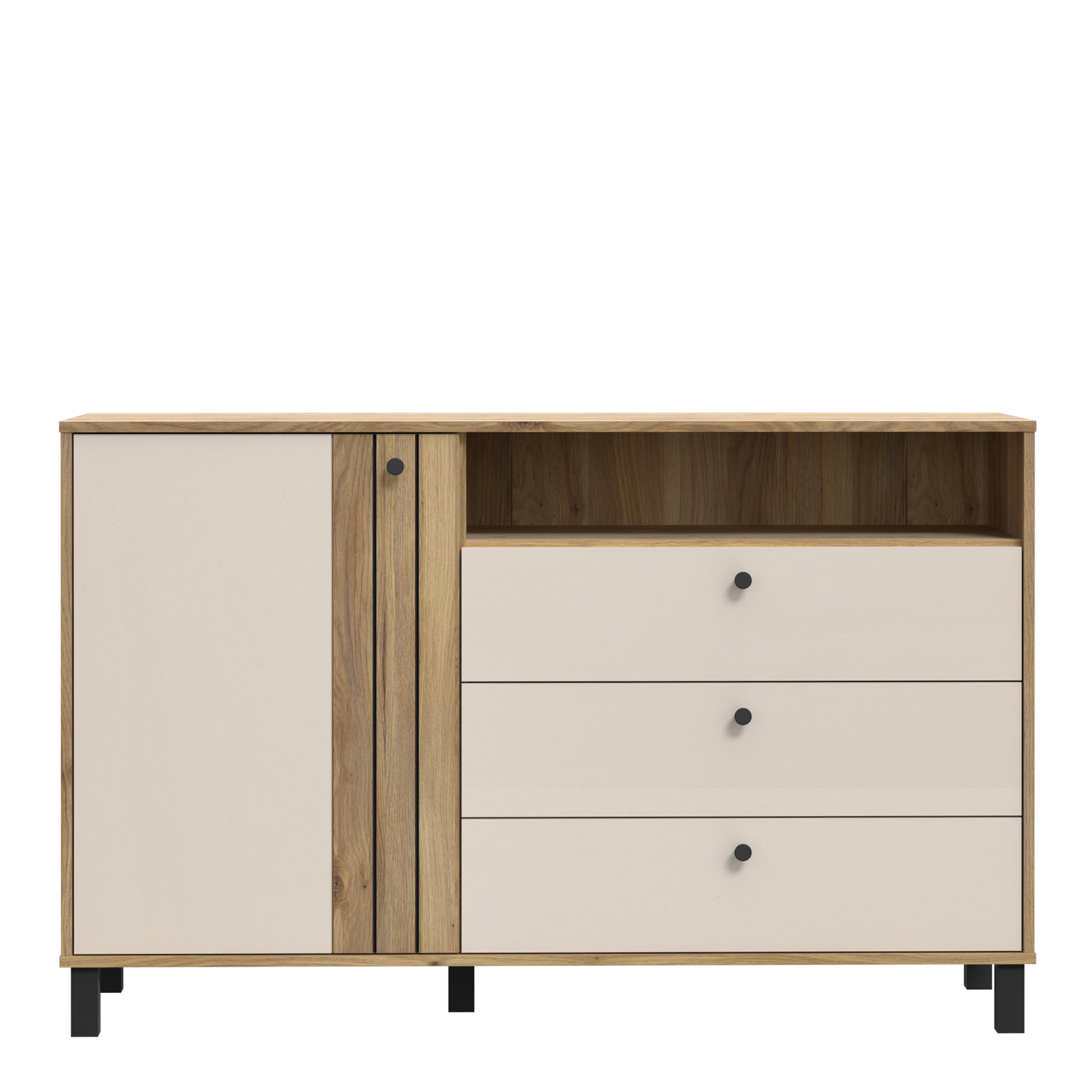 Grafton 1 Door 3 Drawer Chest In Cream and Oak – FTG, view 2