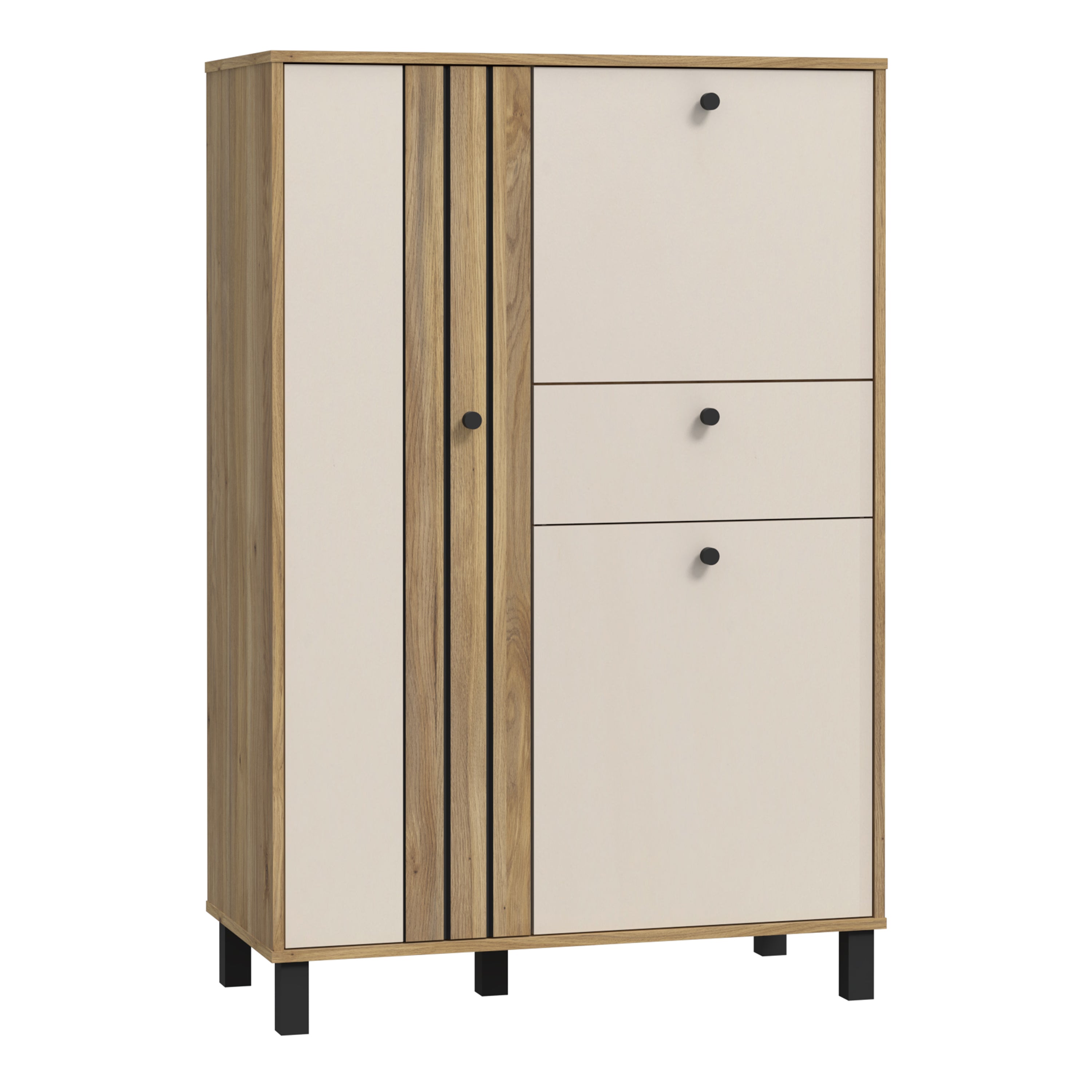 Grafton 3 Door 1 Drawer Cabinet In Cream and Oak – FTG