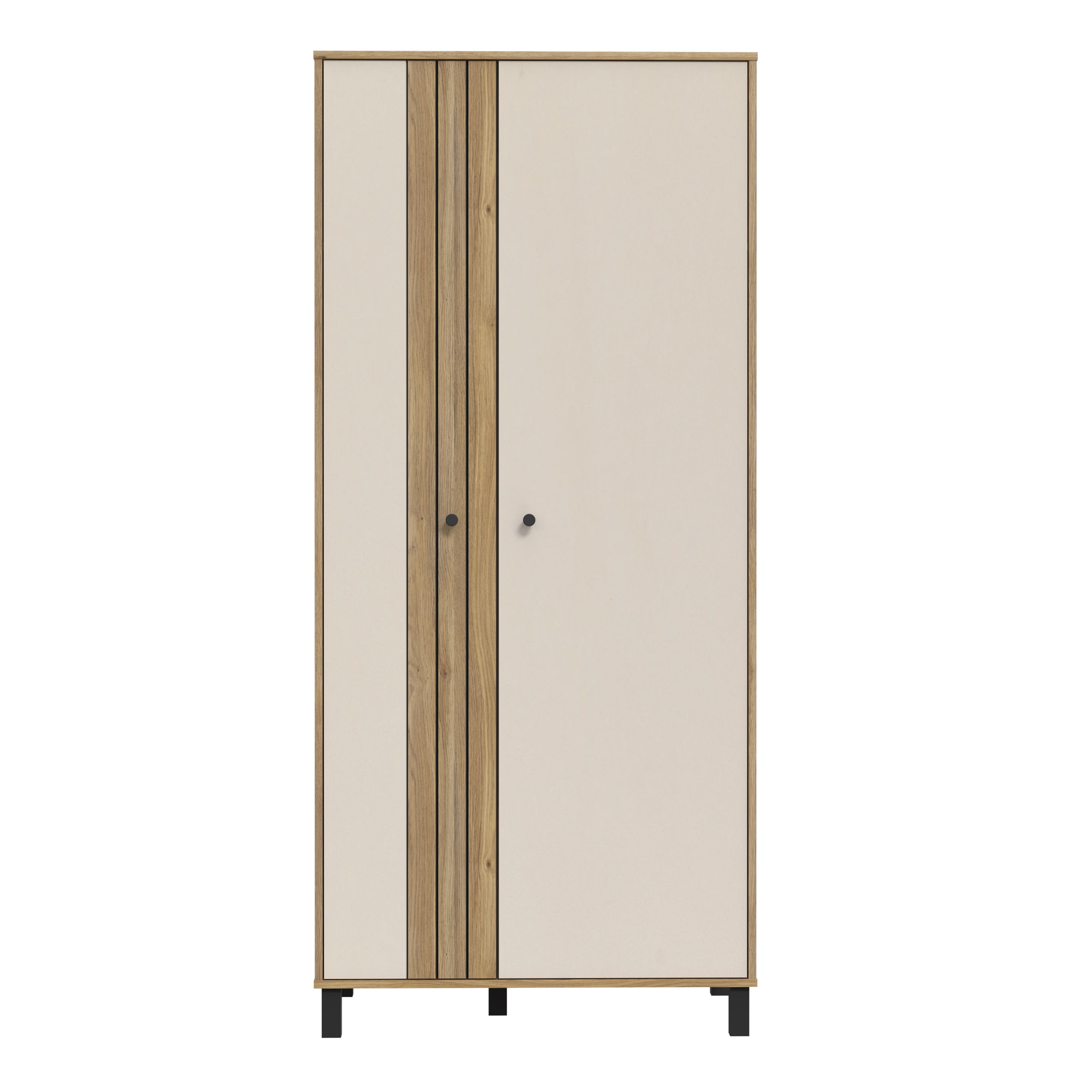 Grafton 2 Door Wardrobe In Cream and Oak – FTG, view 2