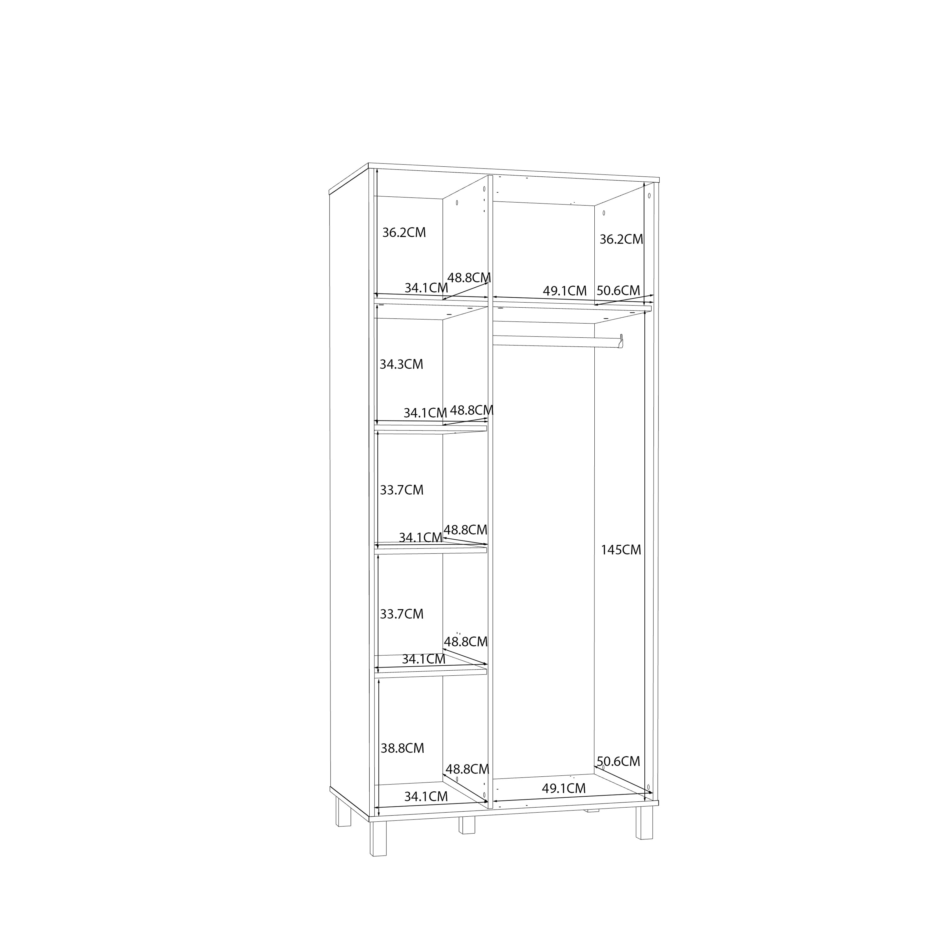 Grafton 2 Door Wardrobe In Cream and Oak – FTG, view 8