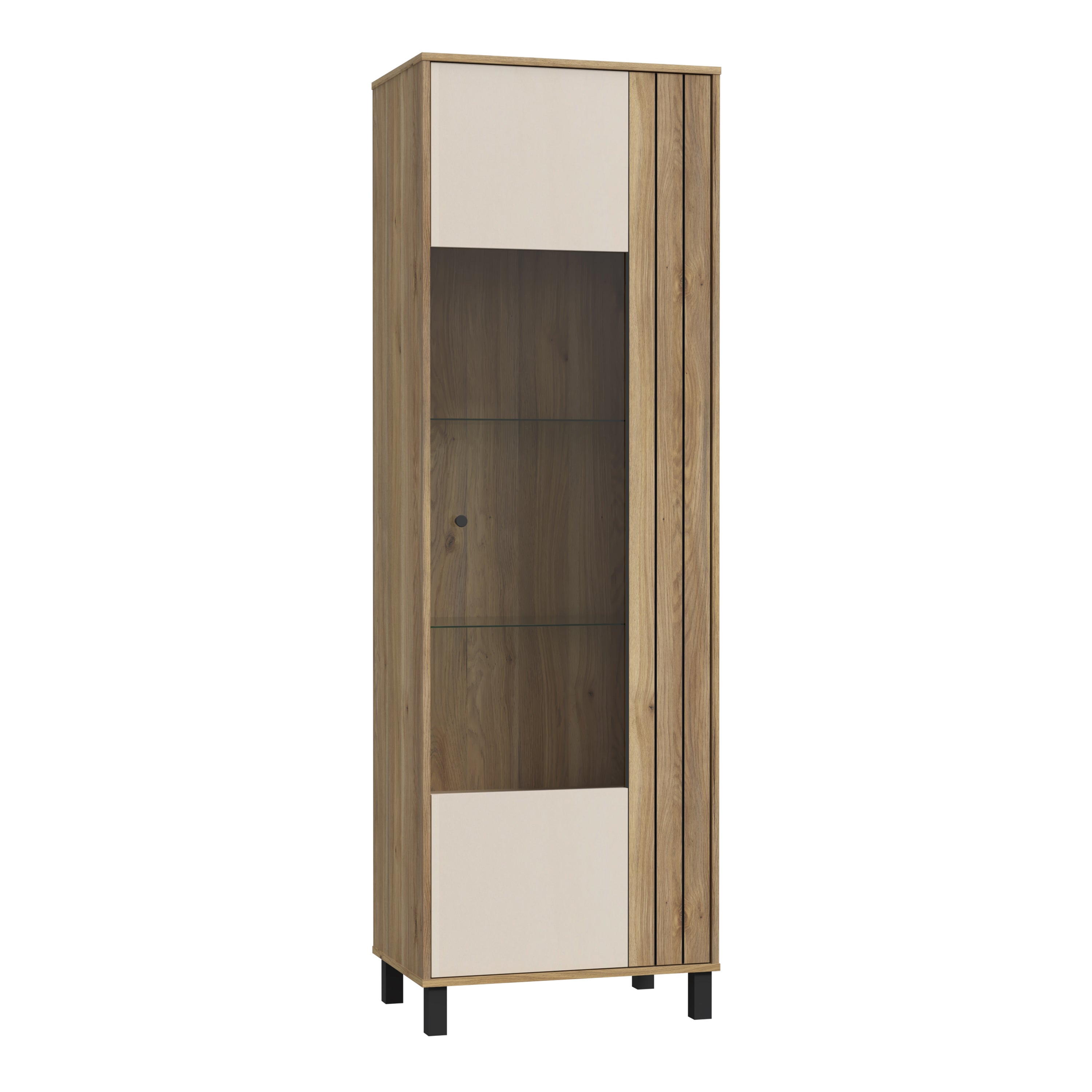 Grafton Glass Door Display Cabinet in Cream and Oak – FTG