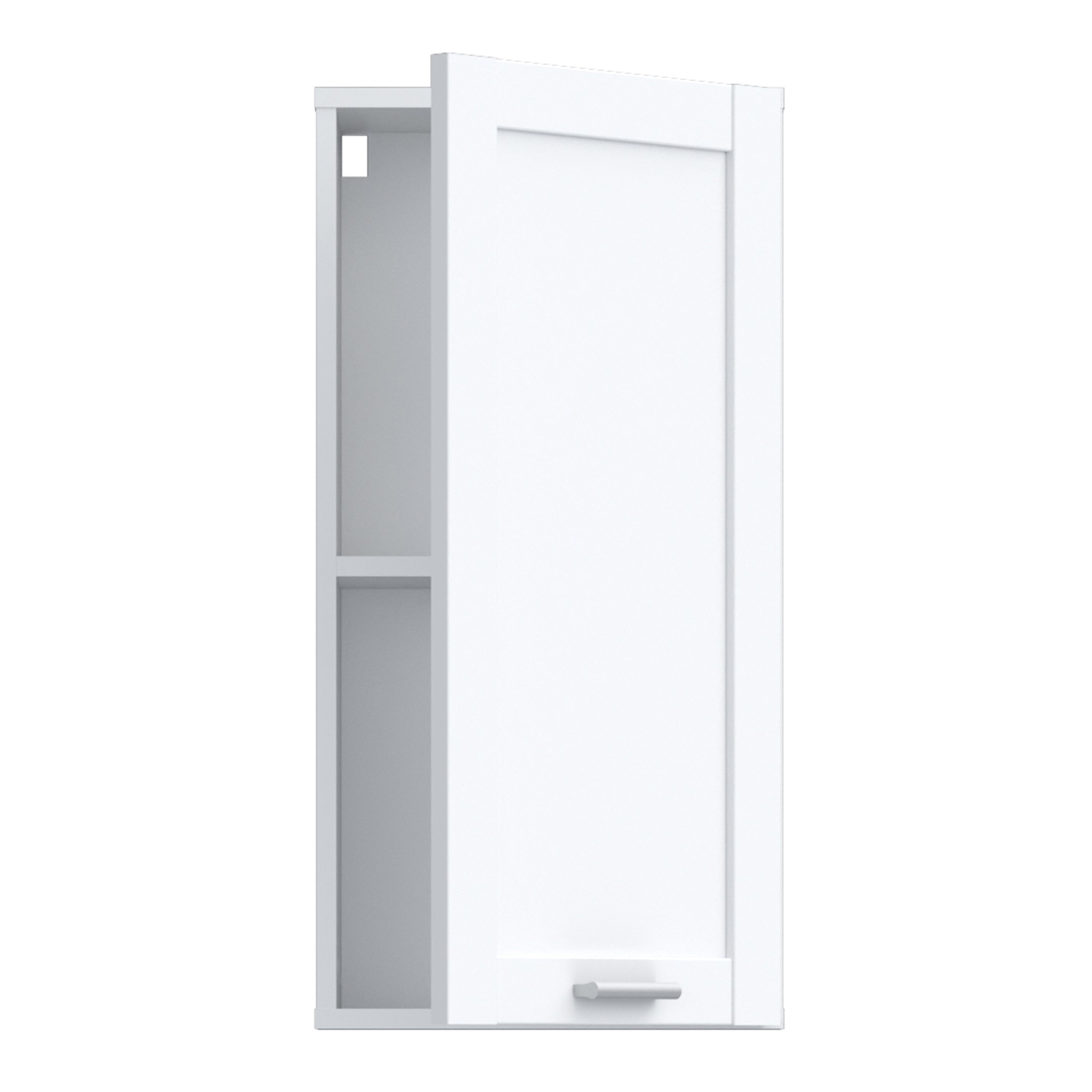 Lokko Hanging Cupboard with 1 Door & Silver Handle in White