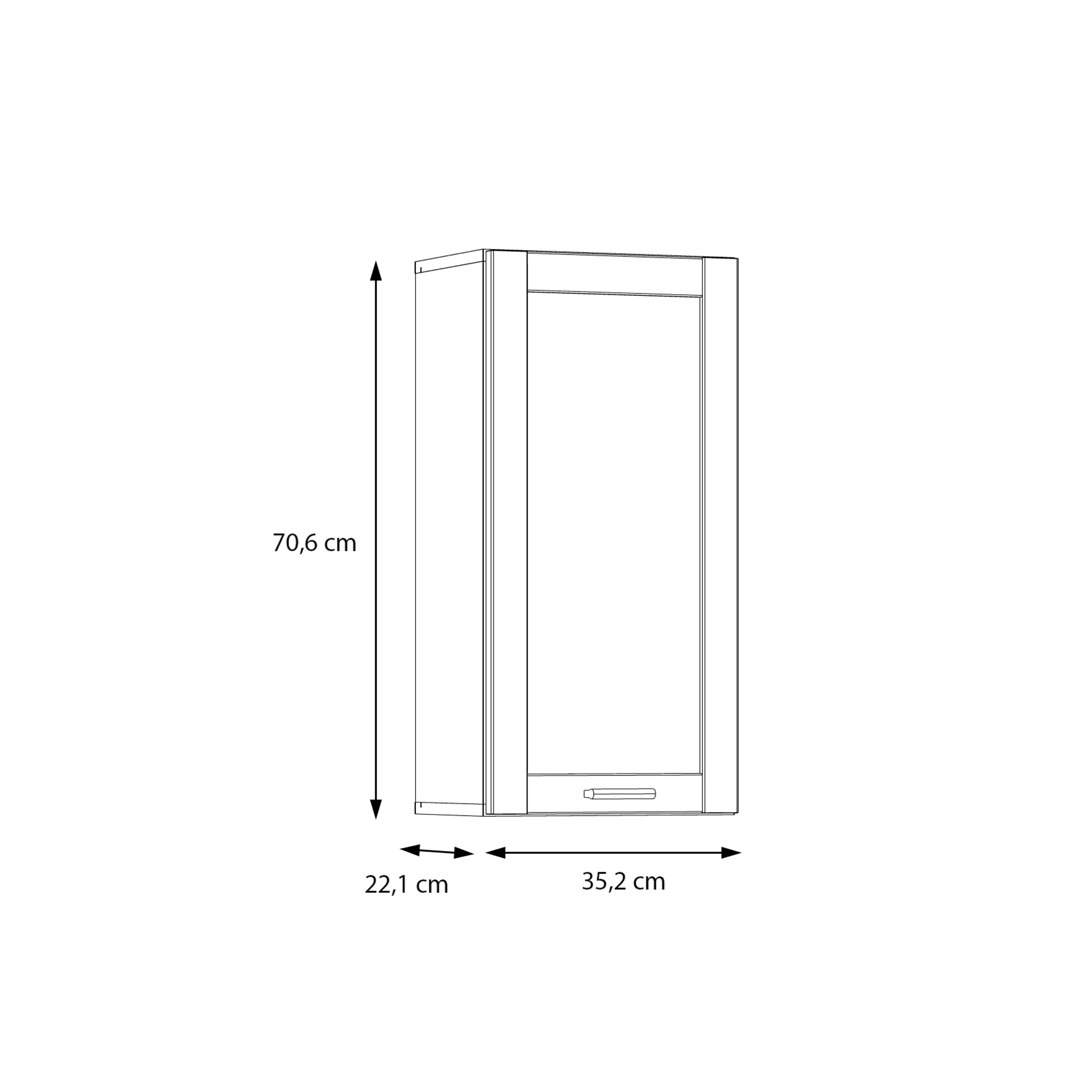 Lokko Hanging Cupboard with 1 Door & Silver Handle in White