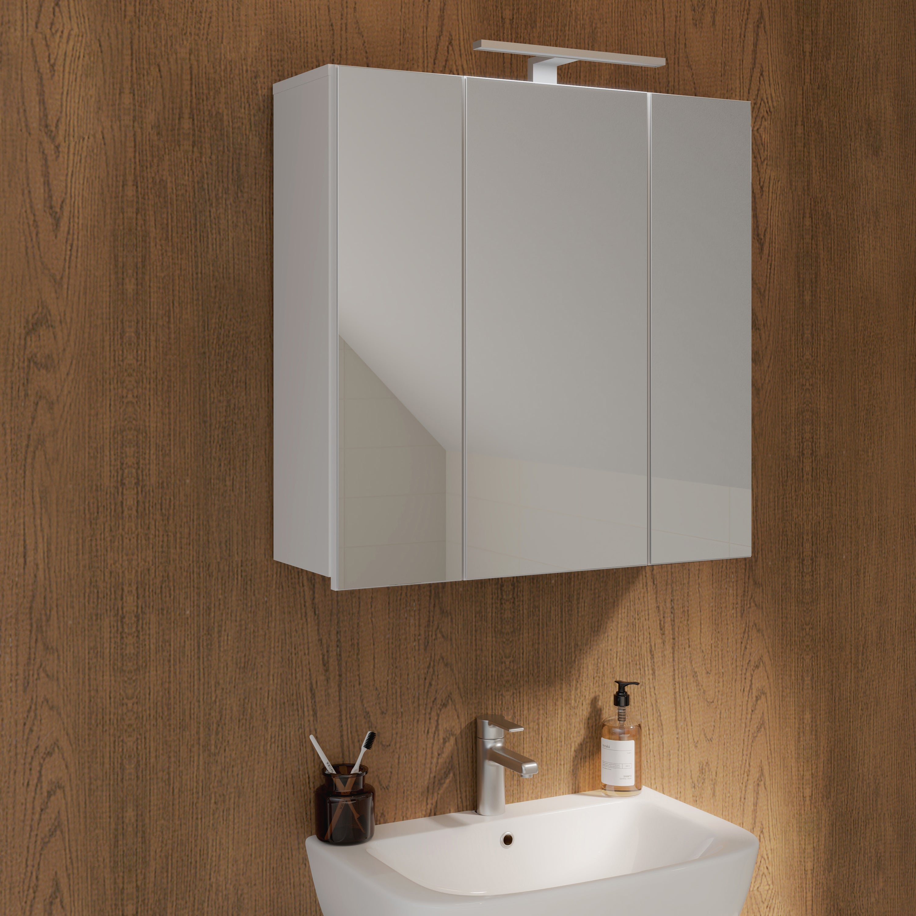 Lokko Hanging Cupboard with 3 Mirror Doors in White