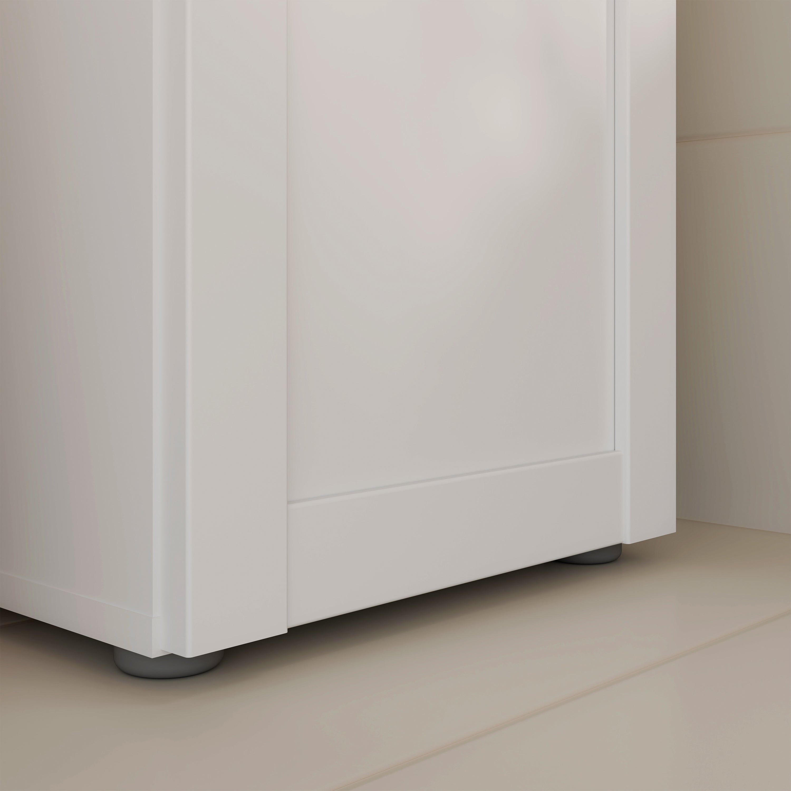 Lokko Tall Narrow Bathroom Cabinet with 2 Doors & 1 Drawer with Silver Handles in White