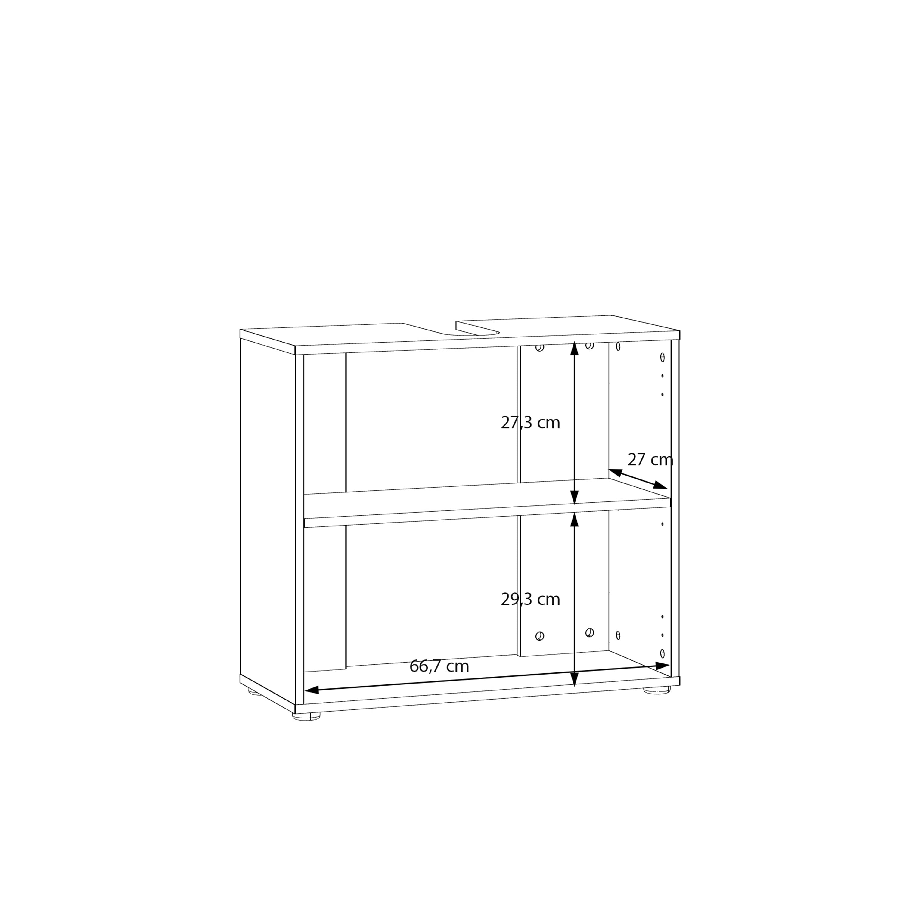 Lokko Under Sink Bathroom Storage Unit with 2 Doors & Silver Handles in White