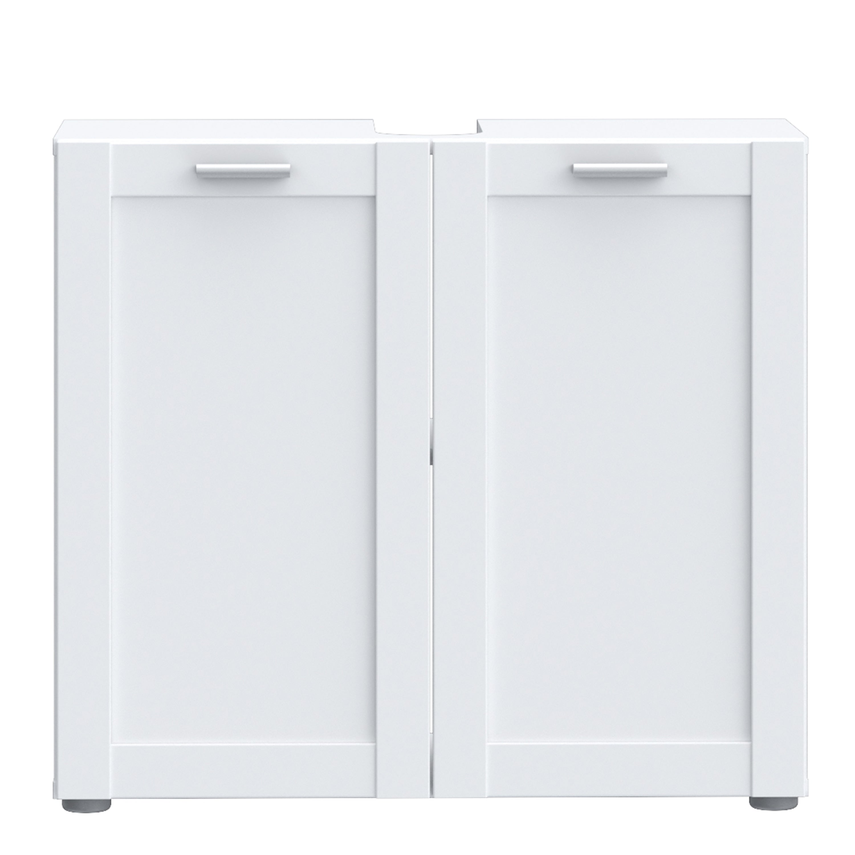 Lokko Under Sink Bathroom Storage Unit with 2 Doors & Silver Handles in White