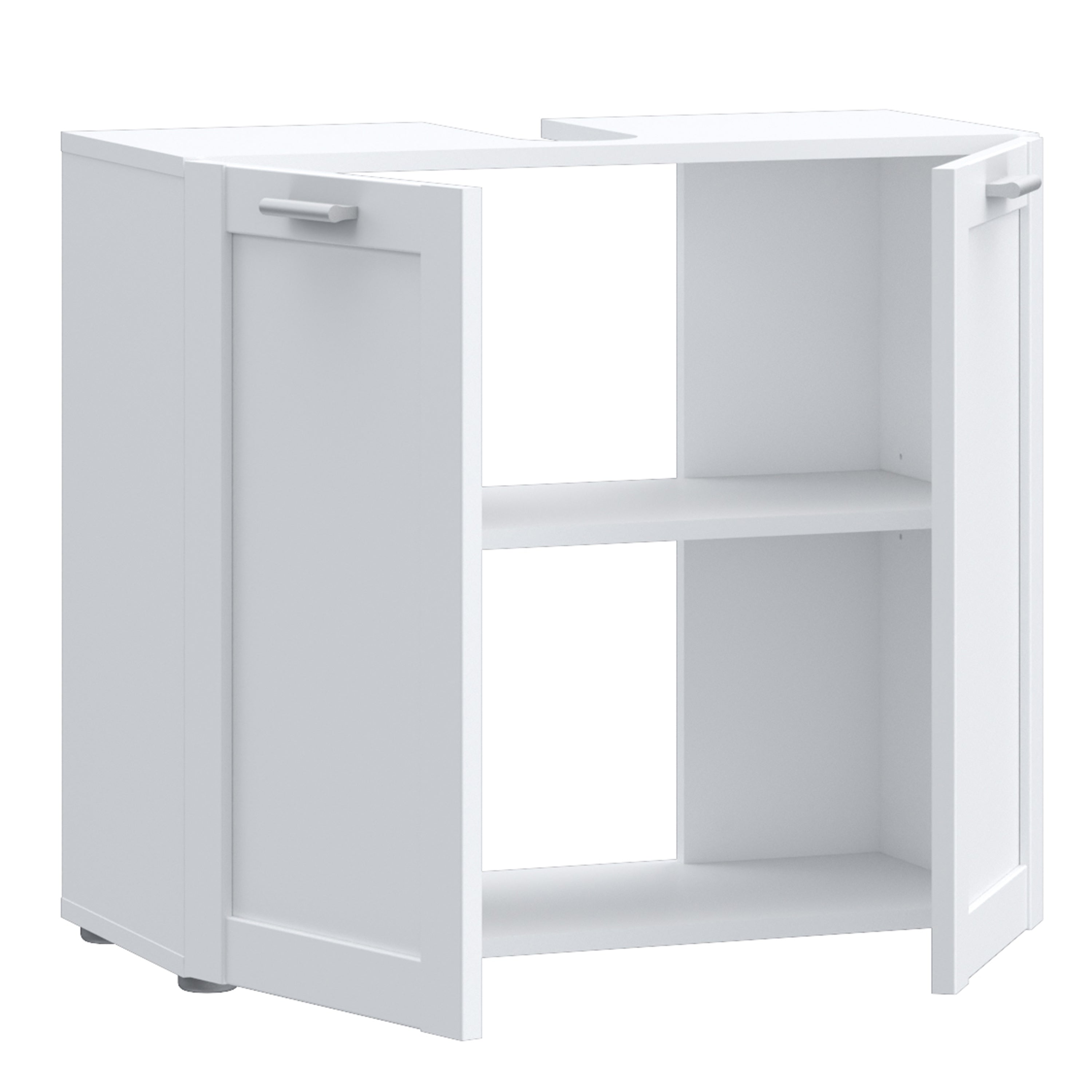 Lokko Under Sink Bathroom Storage Unit with 2 Doors & Silver Handles in White