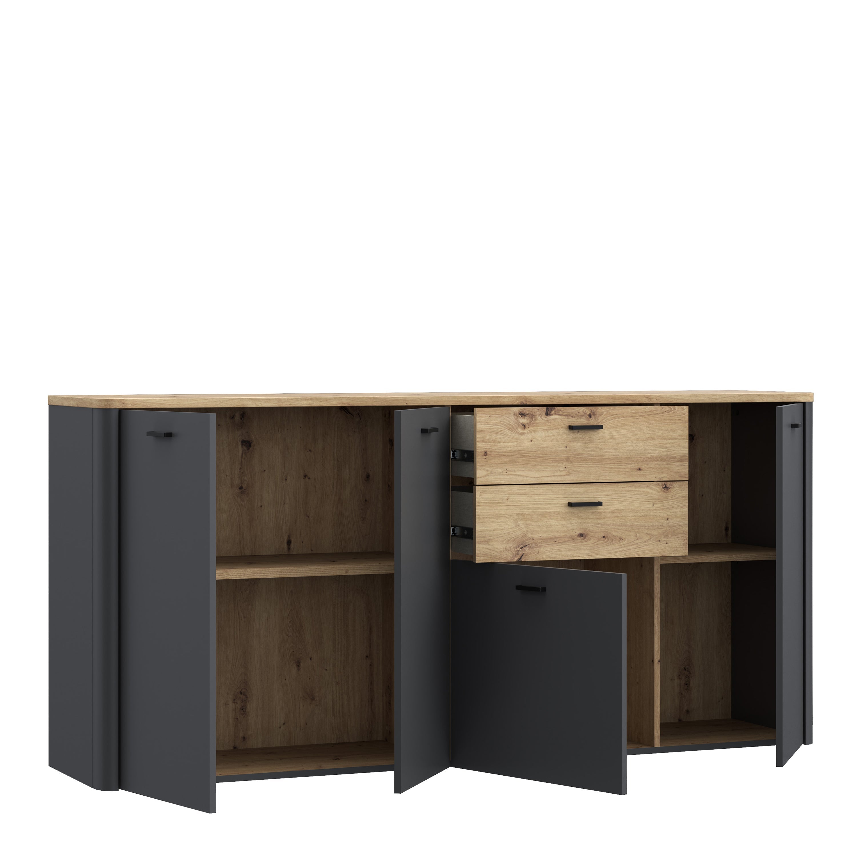Klara 4 Door 2 Drawer Chest in Grey and Oak – FTG, view 3