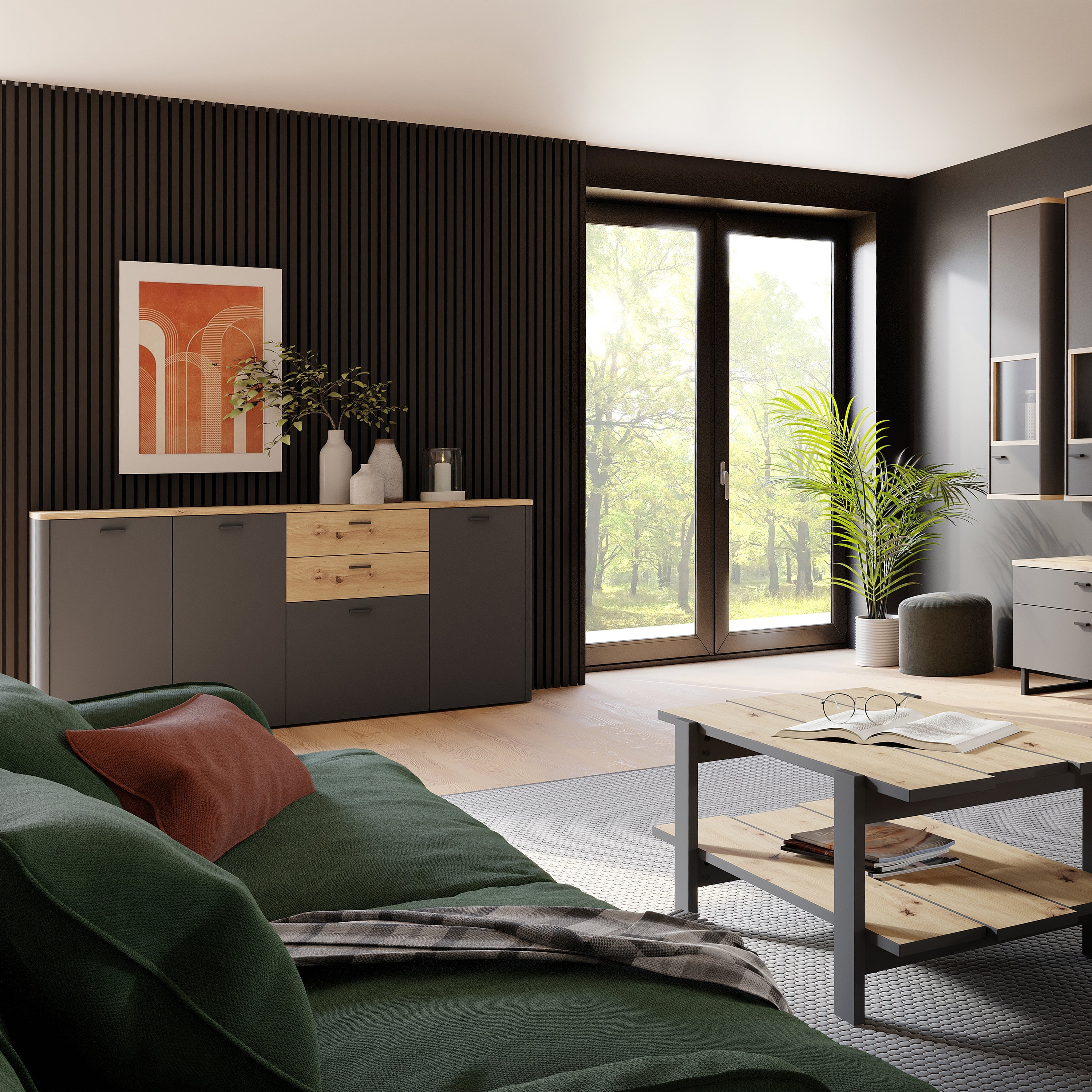 Klara 4 Door 2 Drawer Chest in Grey and Oak – FTG, view 7