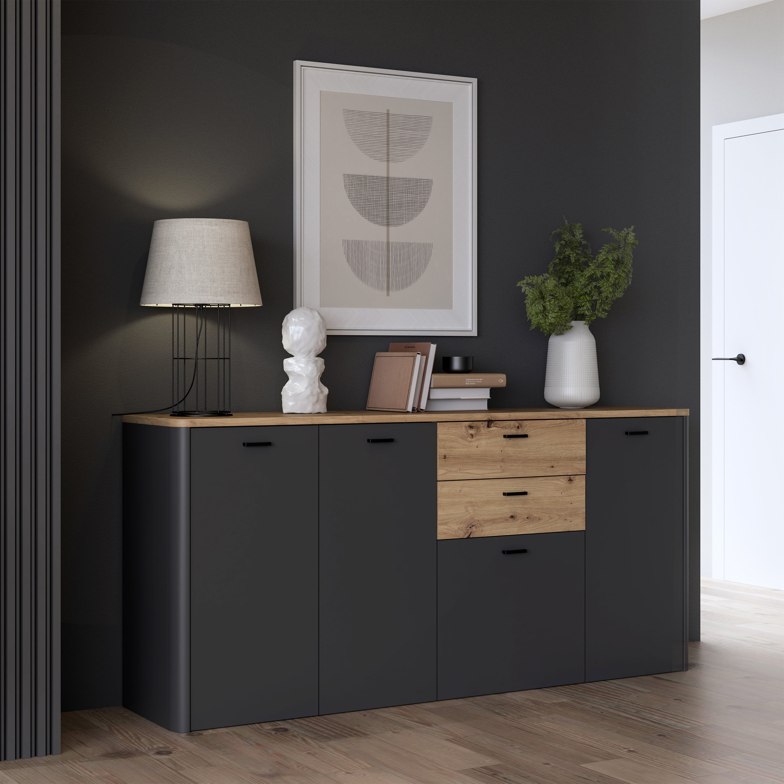 Klara 4 Door 2 Drawer Chest in Grey and Oak – FTG, view 8