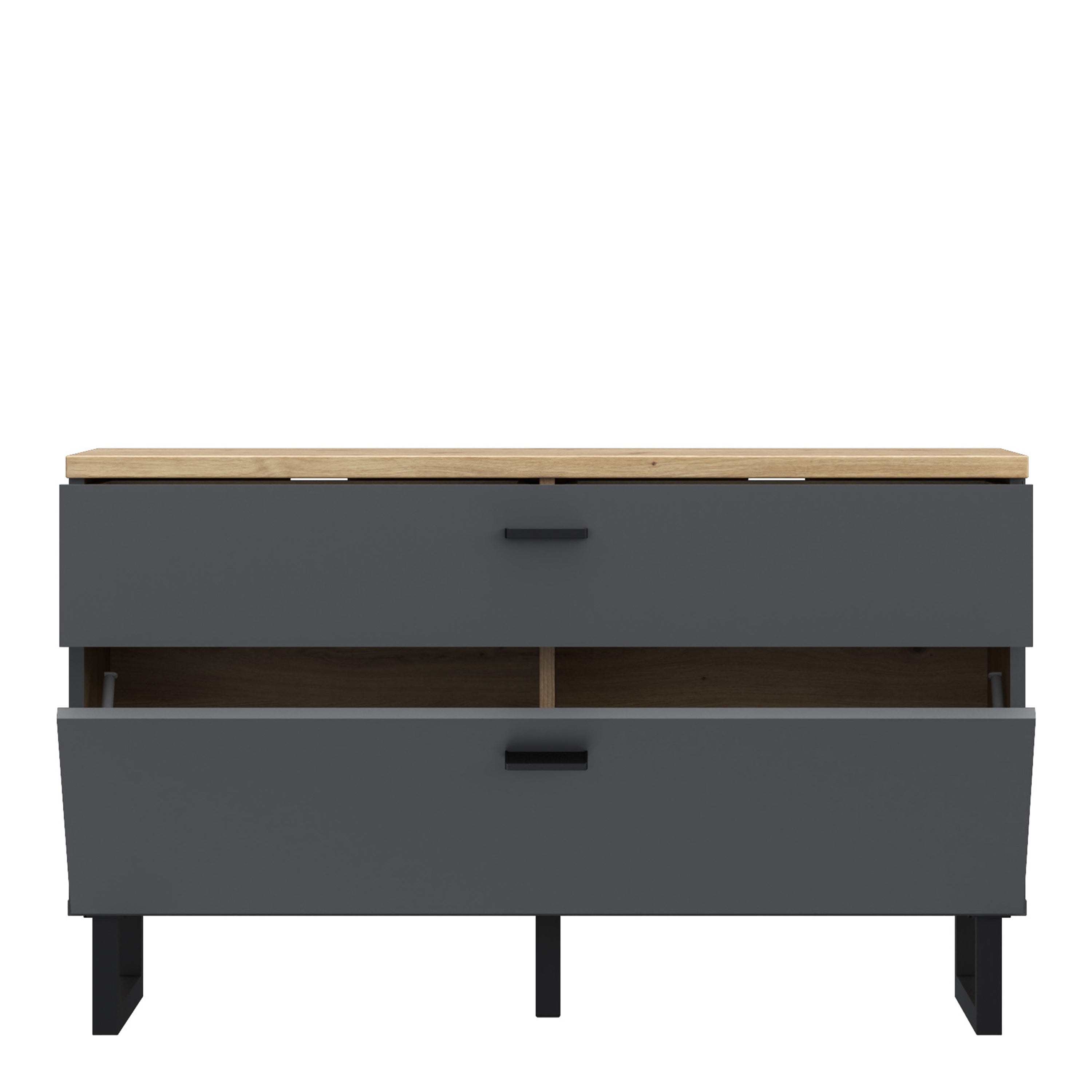 Klara TV Unit with 1 Drawer 1 Flip Door in Grey and Oak – FTG, view 4