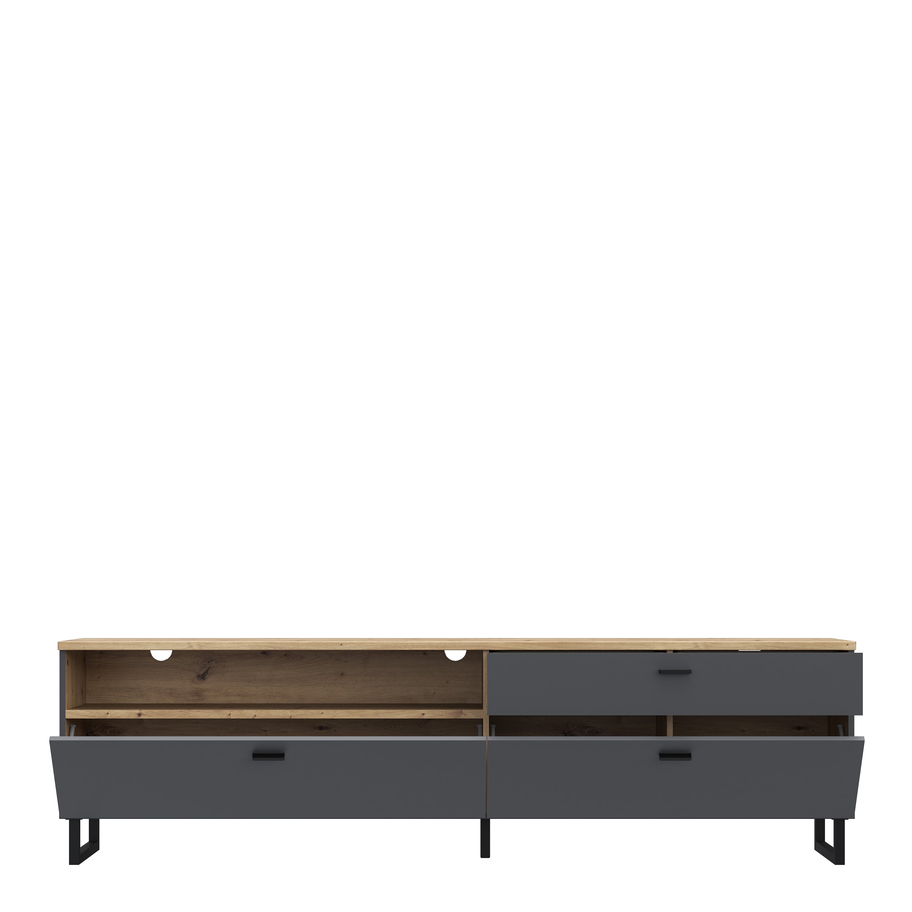 Klara TV Unit with 1 Drawer 2 Flip Doors in Grey and Oak – FTG, view 4