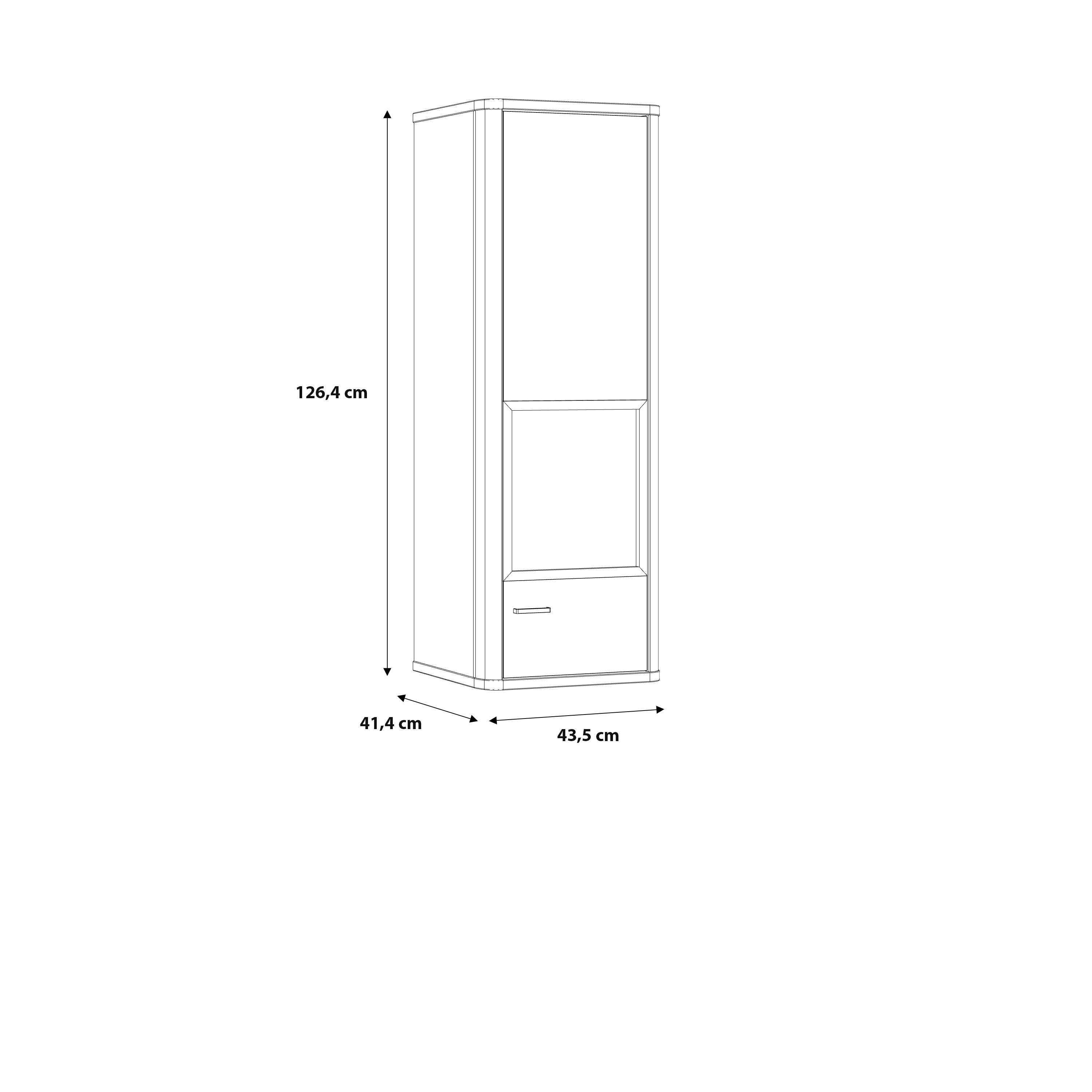 Klara Display Cabinet with 1 Glass Door in Grey and Oak inc LED Lighting – FTG, view 8