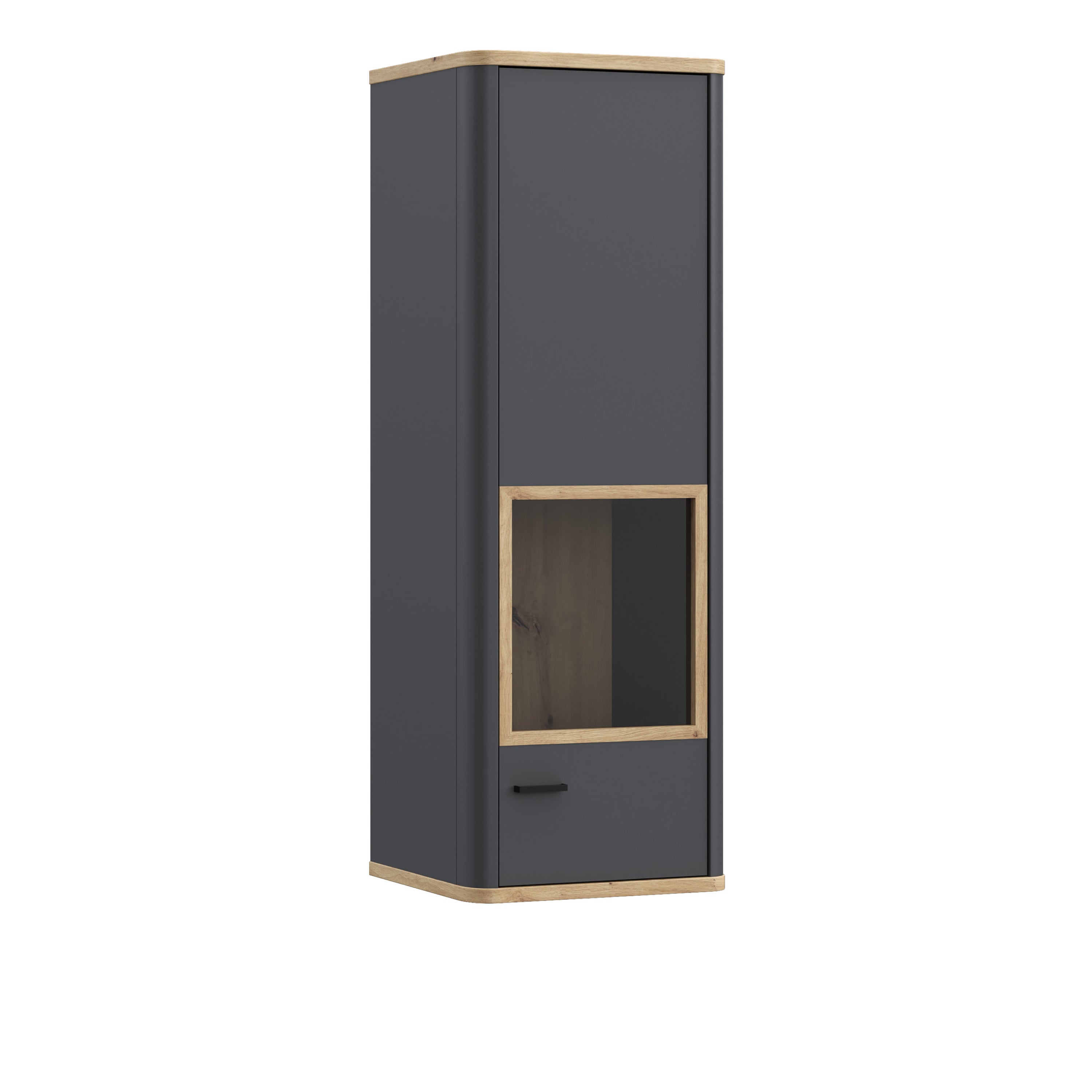 Klara Display Cabinet with 1 Glass Door in Grey and Oak – FTG