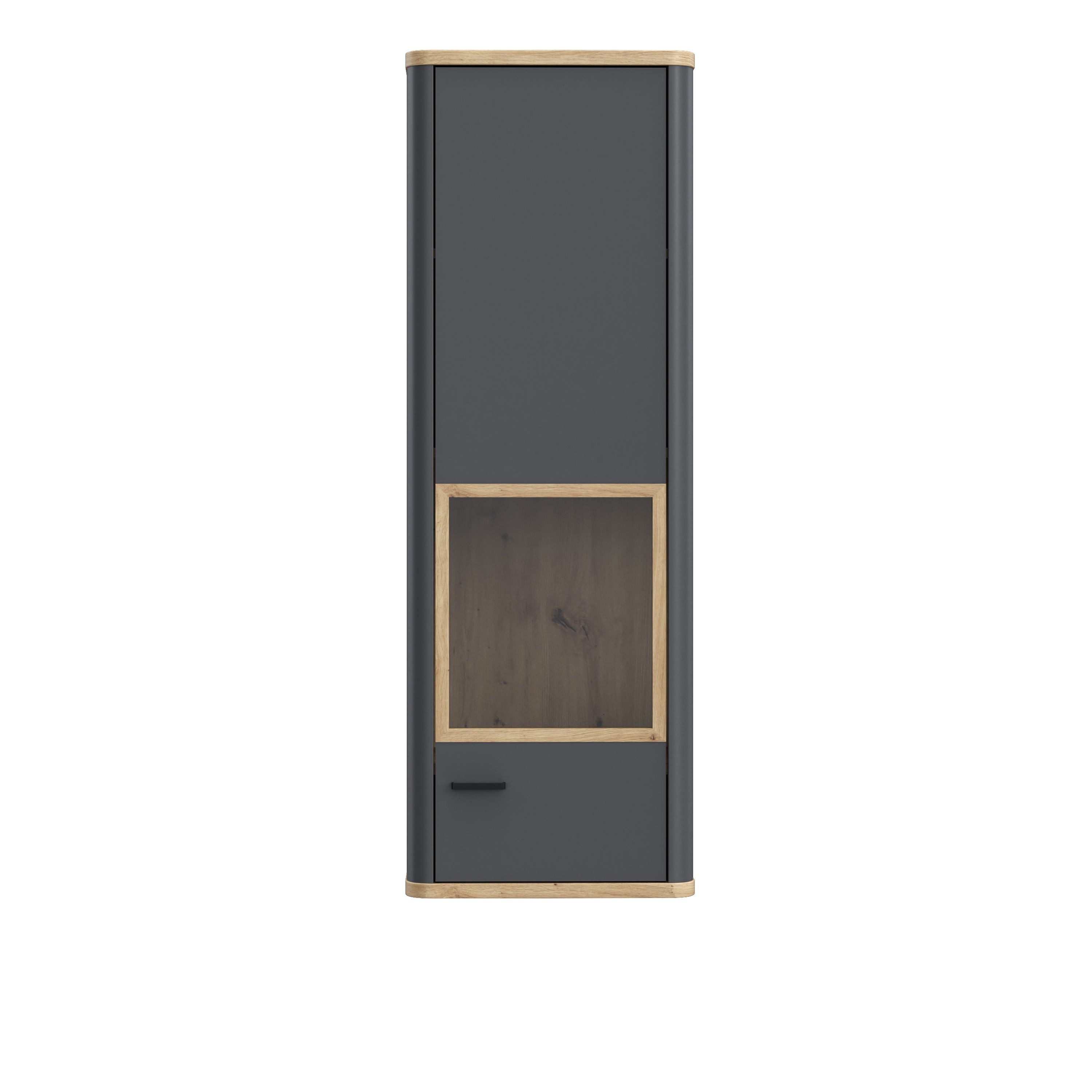 Klara Display Cabinet with 1 Glass Door in Grey and Oak – FTG, view 2