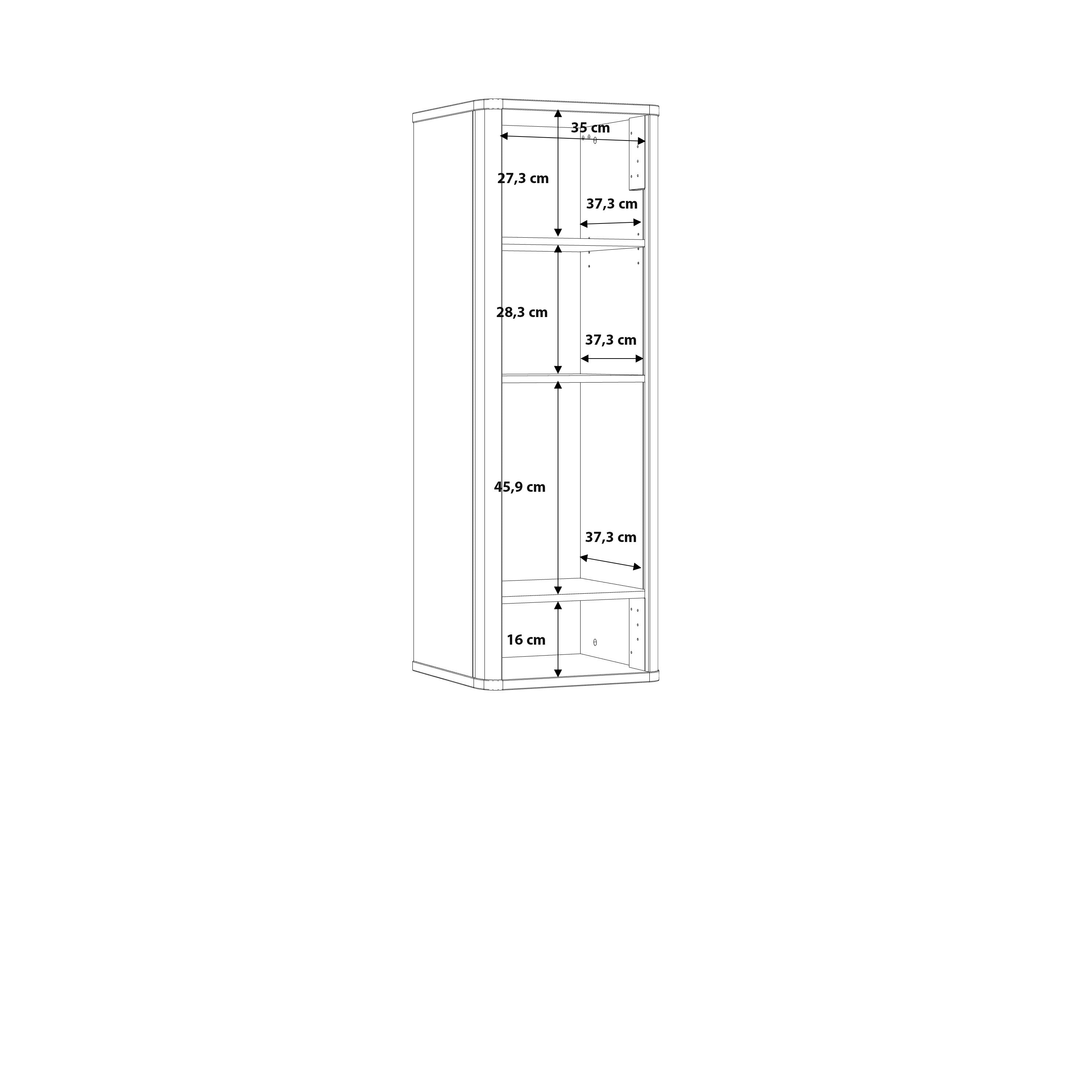 Klara Display Cabinet with 1 Glass Door in Grey and Oak – FTG, view 8