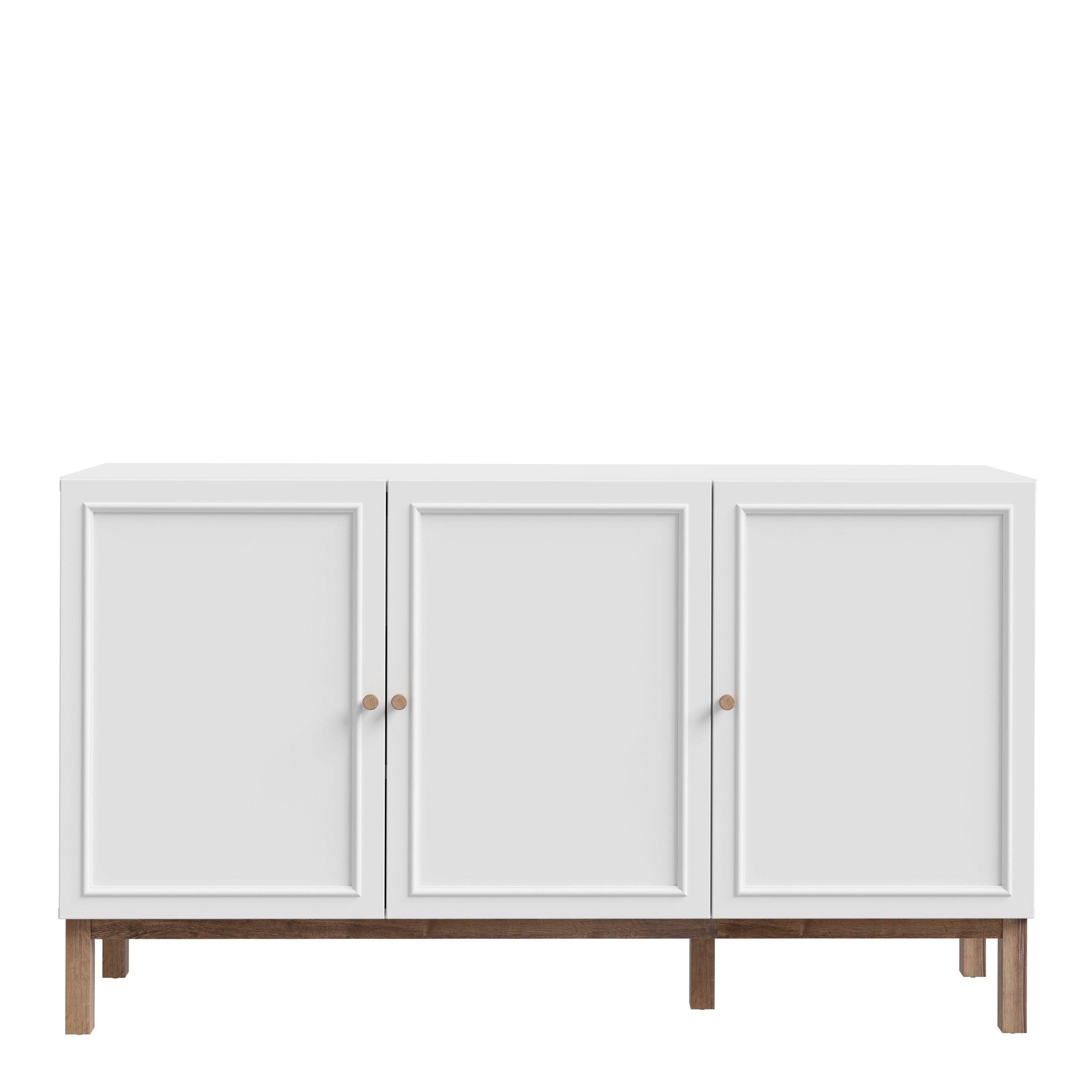 Wensley 3 Door 1 Drawer Sideboard in Light Grey and Oak – FTG, view 2