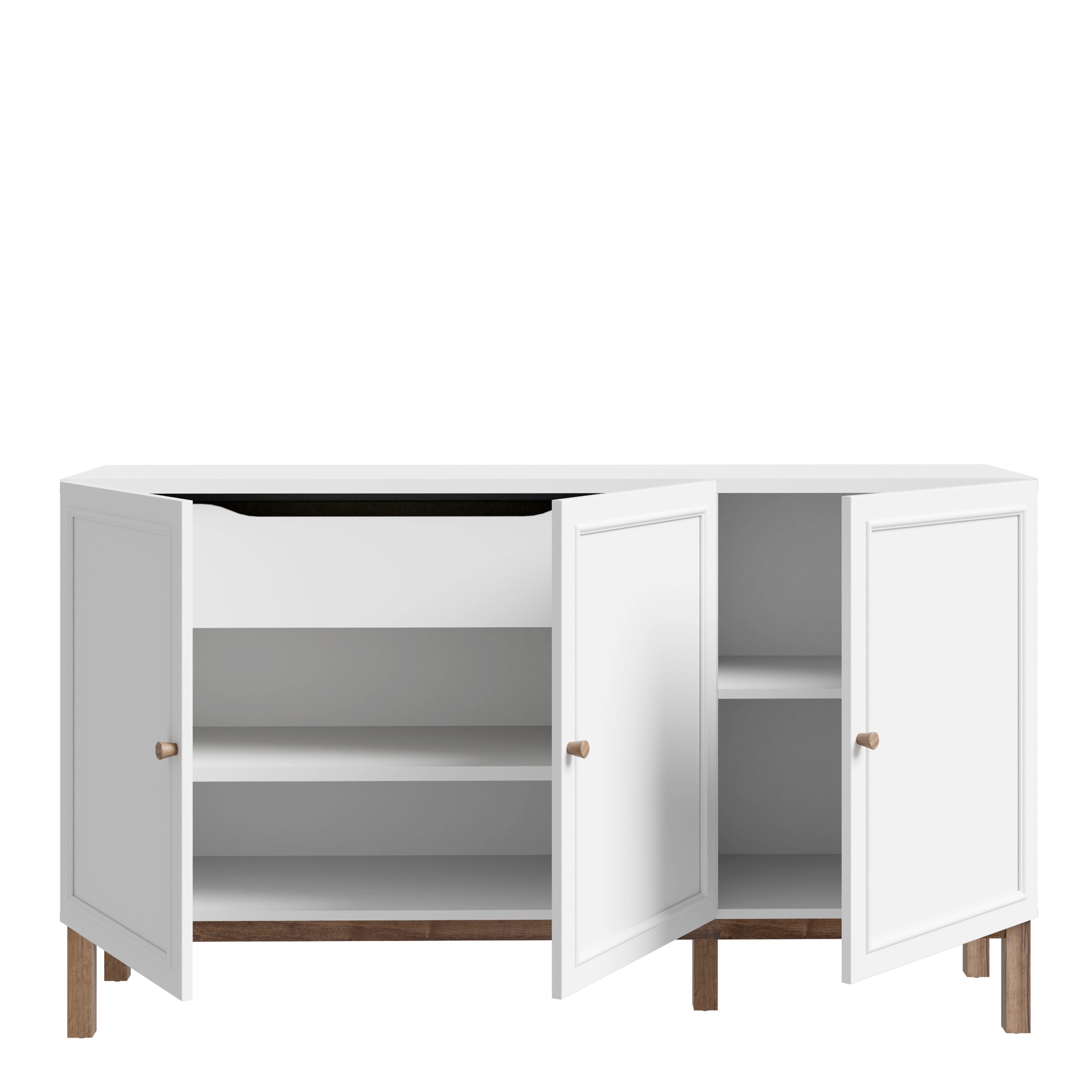 Wensley 3 Door 1 Drawer Sideboard in Light Grey and Oak – FTG, view 4