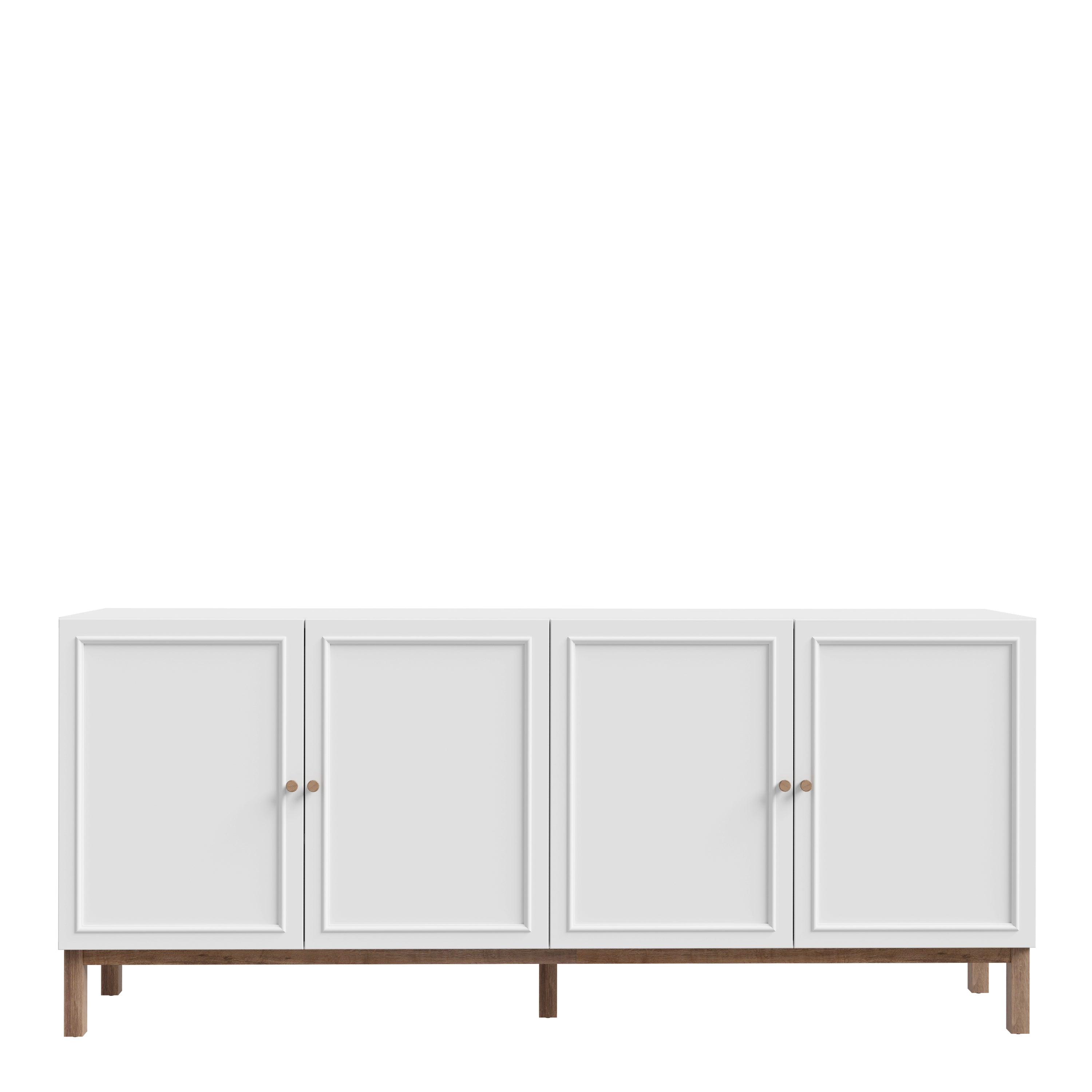 Wensley 4 Door 1 Drawer Sideboard in Light Grey and Oak – FTG, view 2