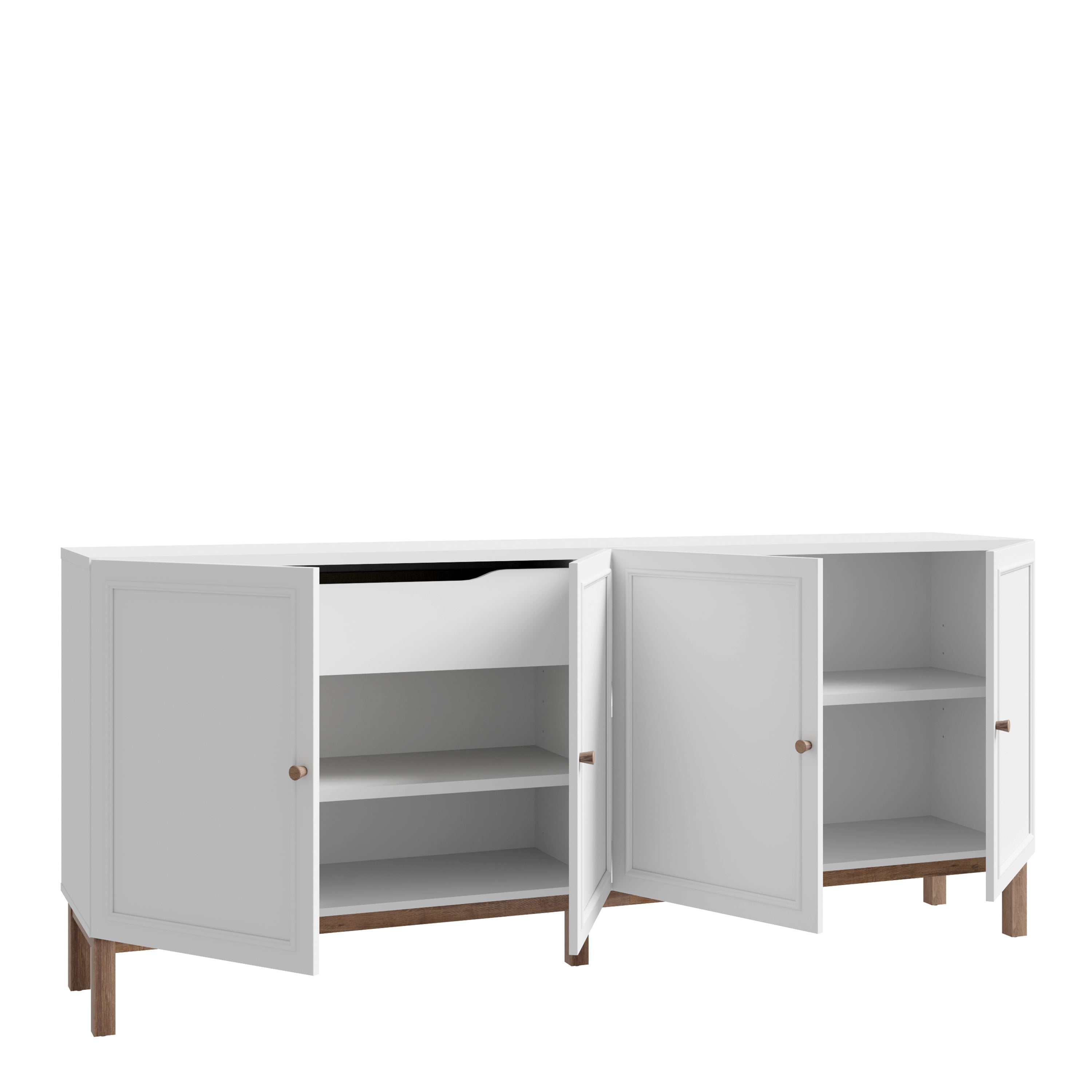 Wensley 4 Door 1 Drawer Sideboard in Light Grey and Oak – FTG, view 3