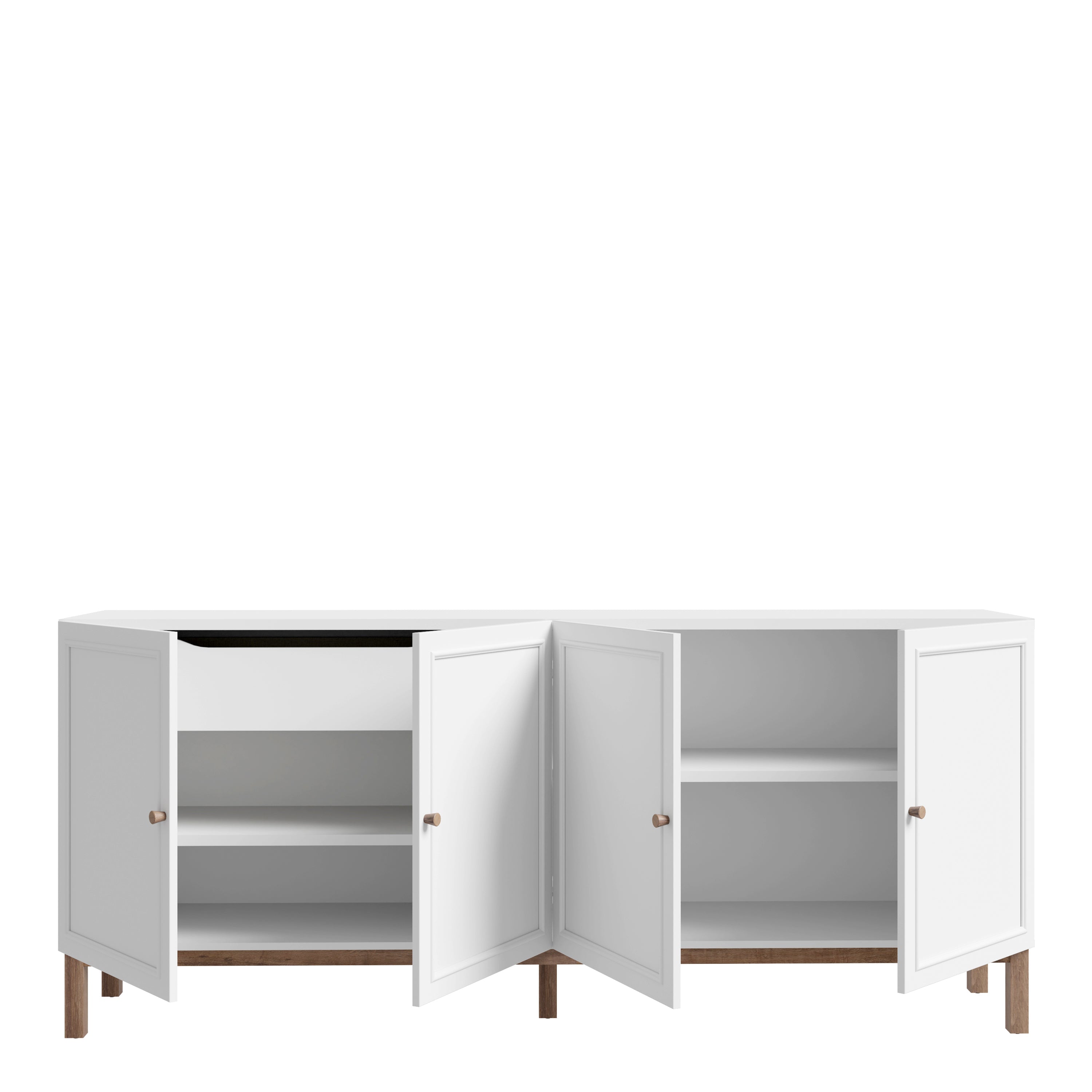 Wensley 4 Door 1 Drawer Sideboard in Light Grey and Oak – FTG, view 4