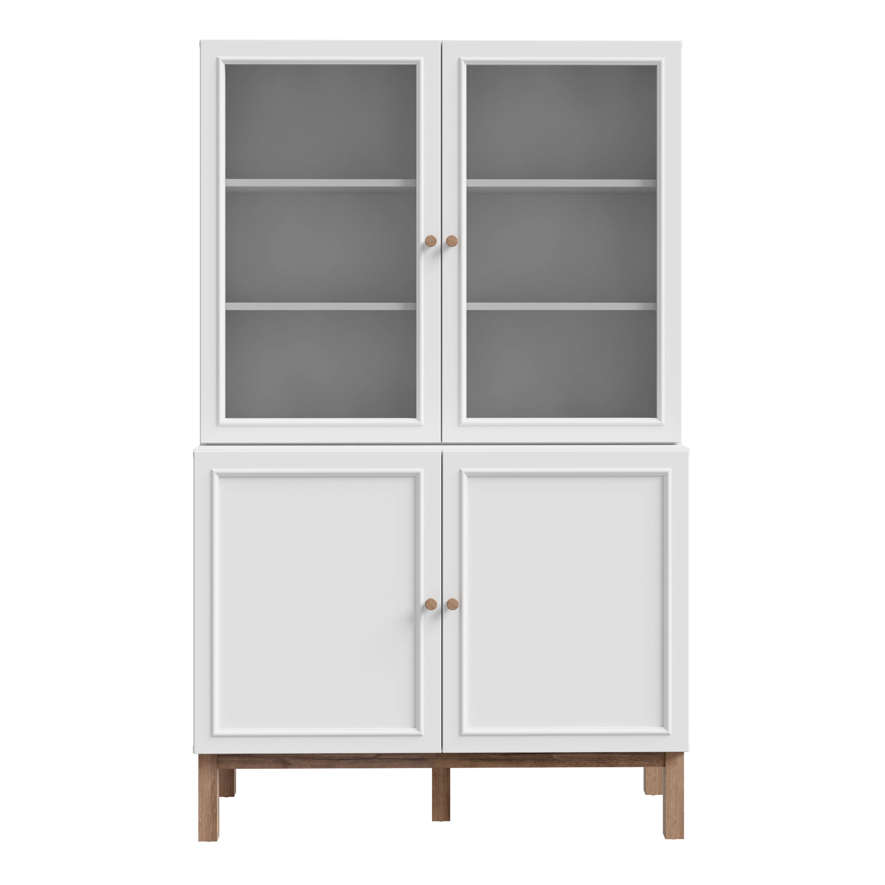 Wensley Display Cabinet with 2 Doors and 2 Glass Doors in Light Grey and Oak – FTG, view 2