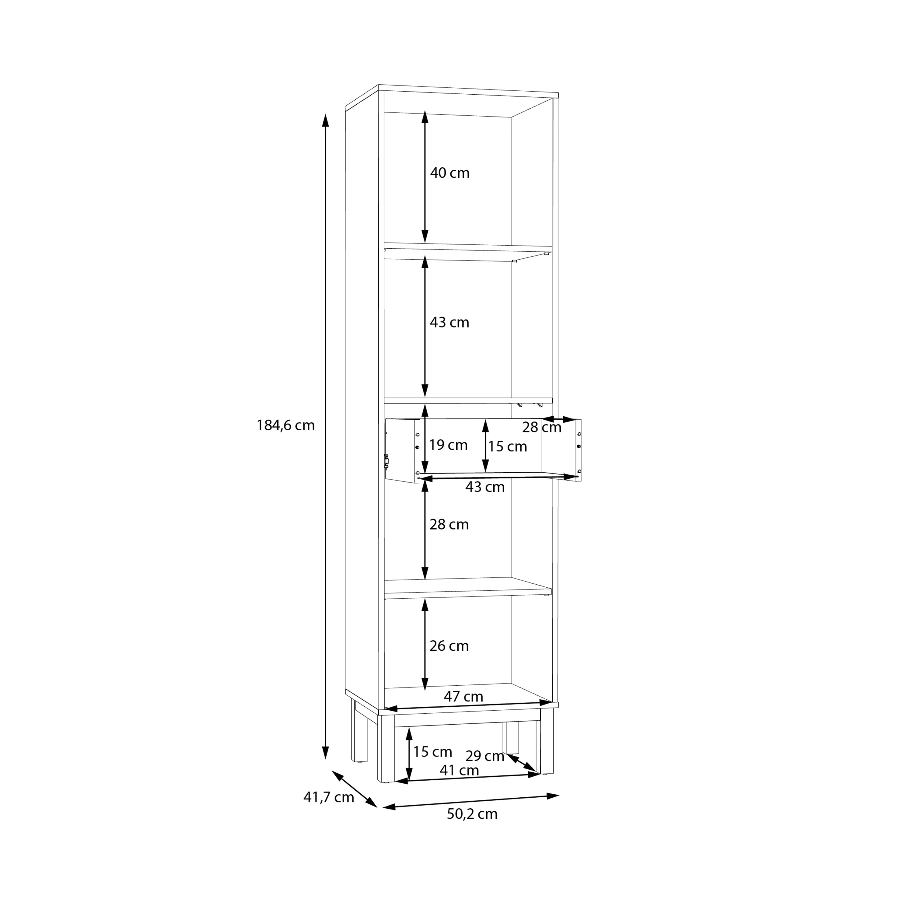 Wensley Display Cabinet with 1 Door 1 Drawer and 1 Glass Door in Light Grey and Oak – FTG, view 8