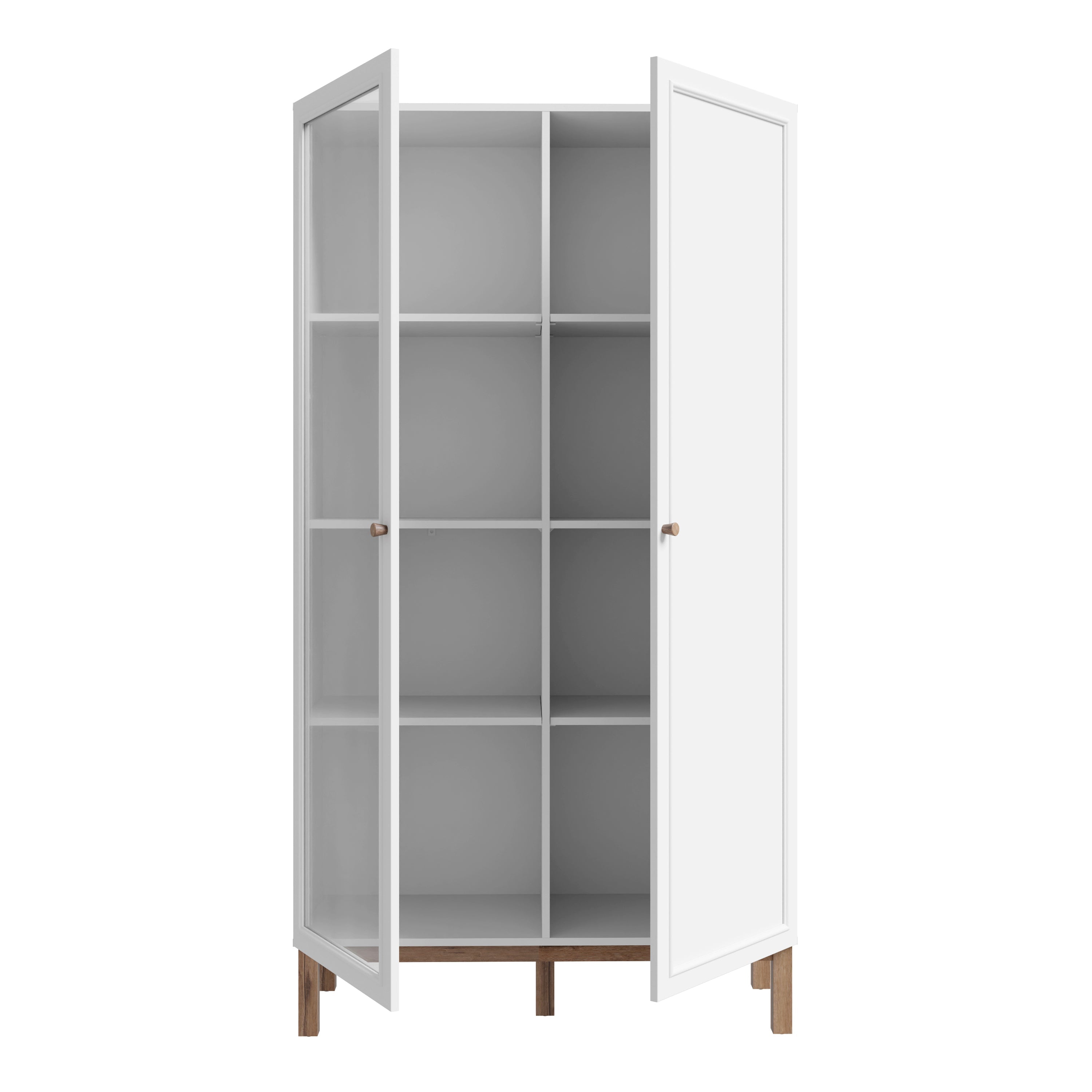 Wensley Display Cabinet with 1 Door and 1 Glass Door in Light Grey and Oak – FTG, view 4