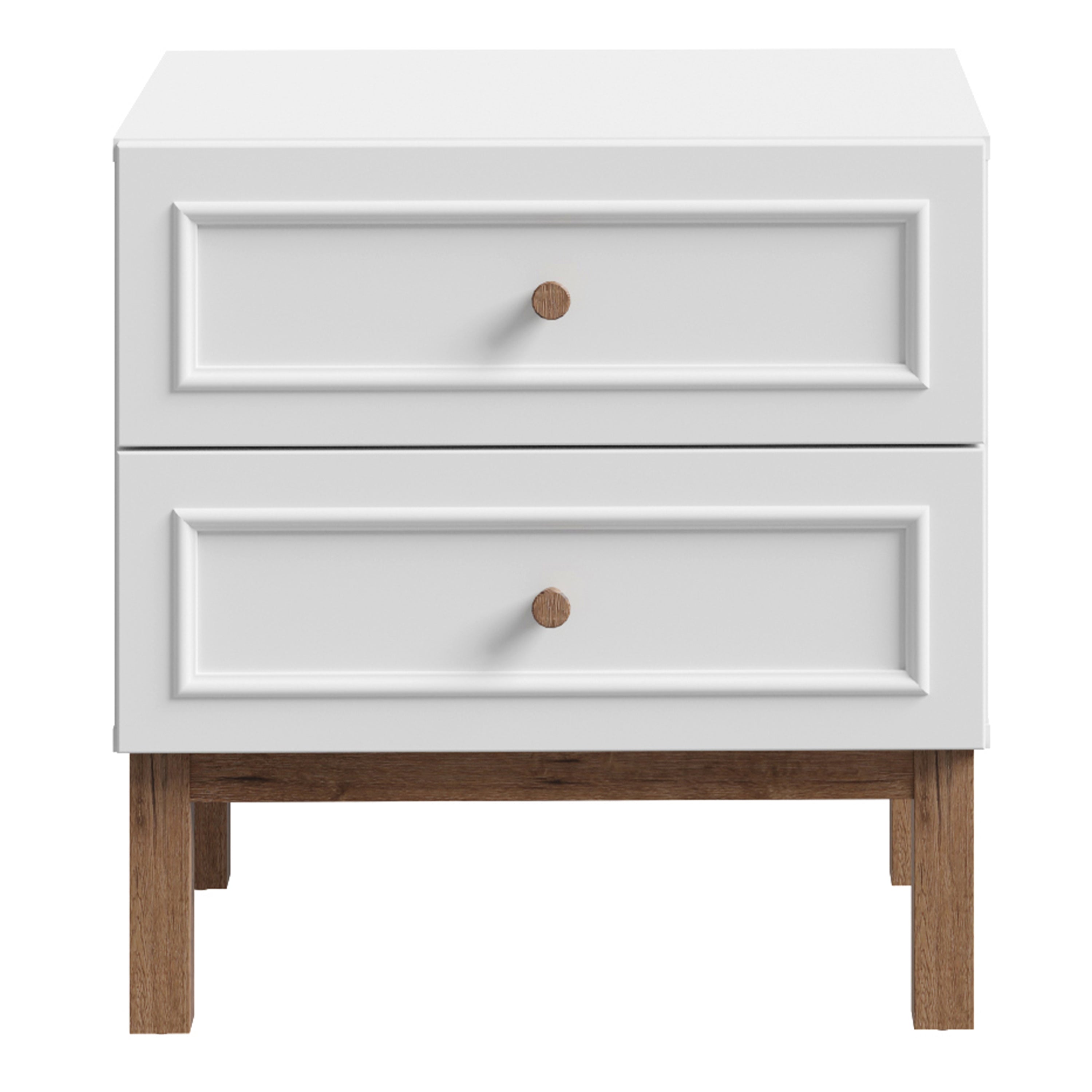 Wensley 2 Drawer Bedside Chest in Light Grey and Oak – FTG, view 2