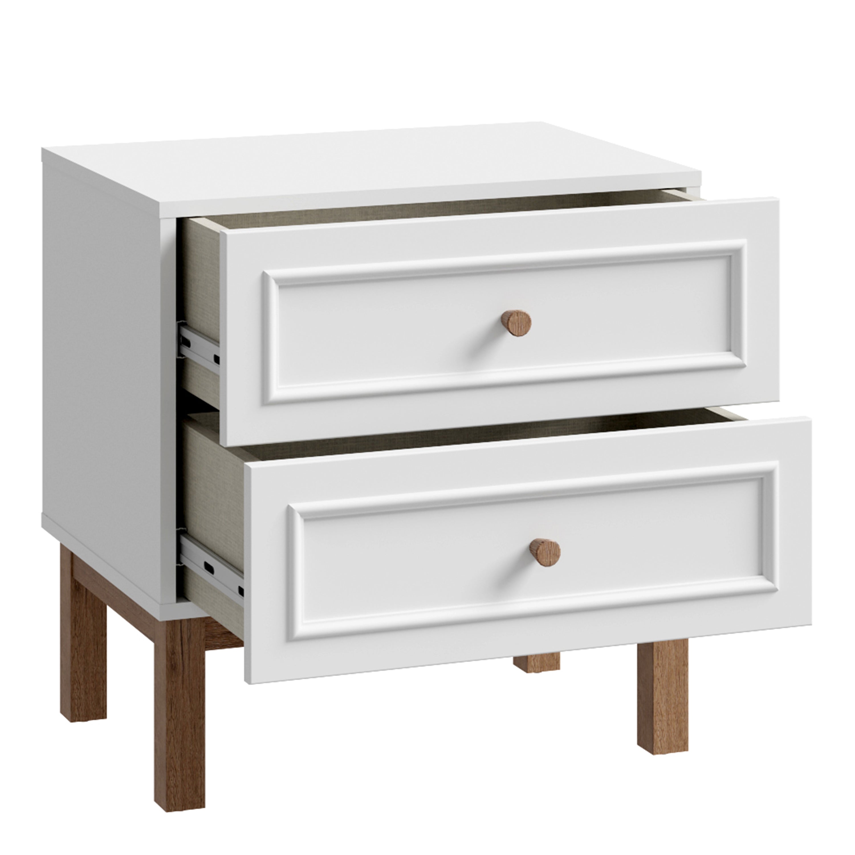 Wensley 2 Drawer Bedside Chest in Light Grey and Oak – FTG, view 3