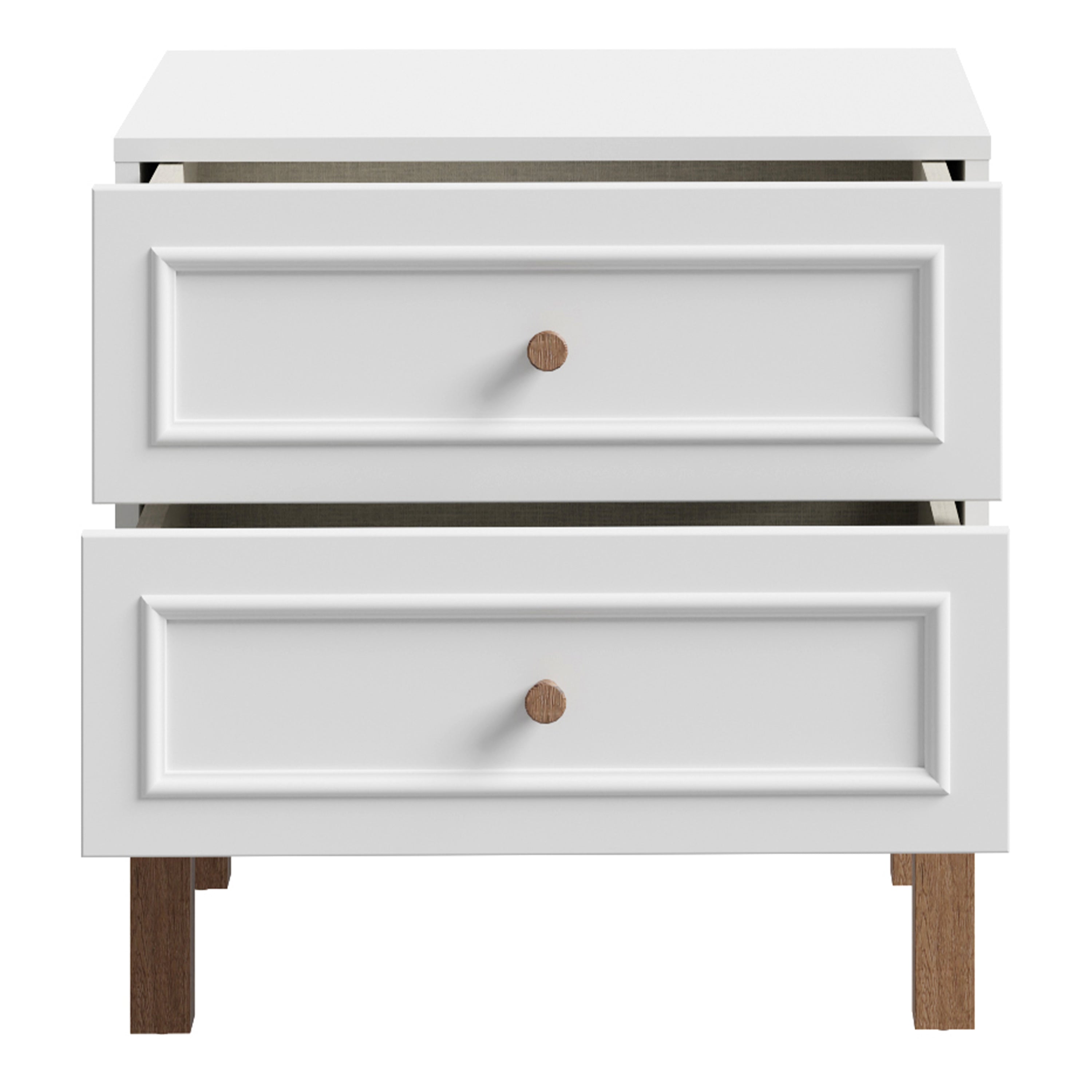 Wensley 2 Drawer Bedside Chest in Light Grey and Oak – FTG, view 4