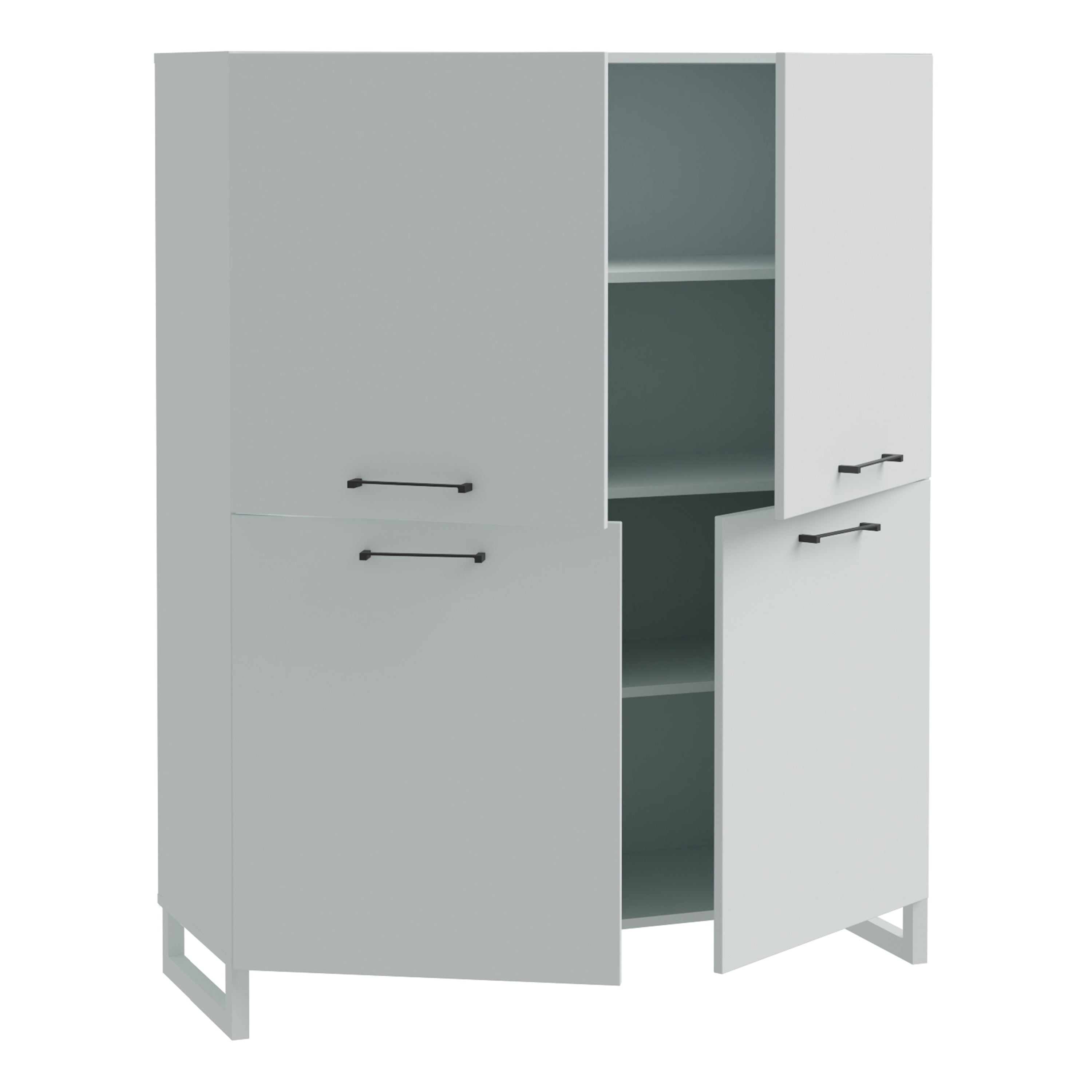 Sali 4 Door Highboard in Light Grey – FTG, view 3