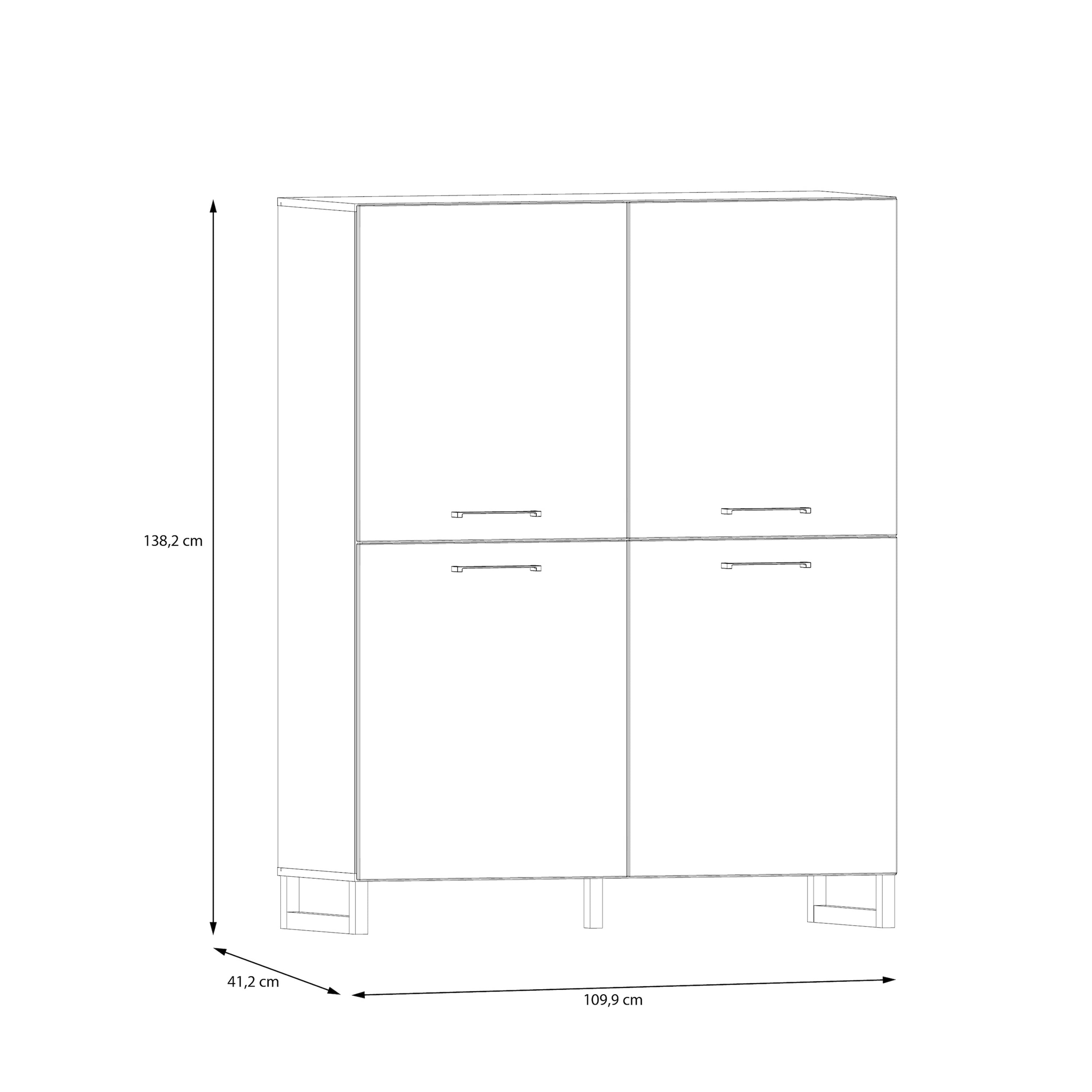 Sali 4 Door Highboard in Light Grey – FTG, view 8