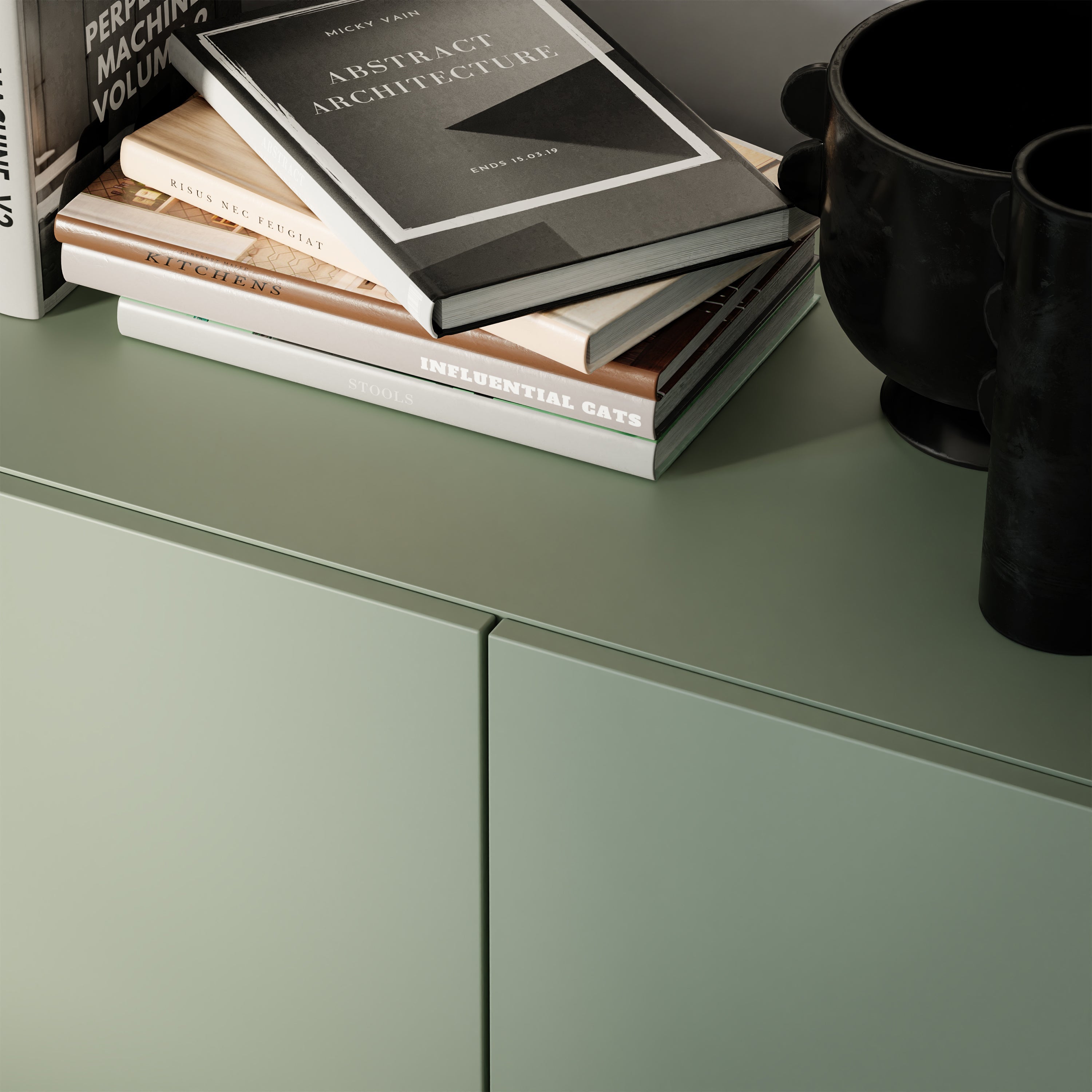 Sali 4 Door Highboard in Sage Green – FTG, view 7