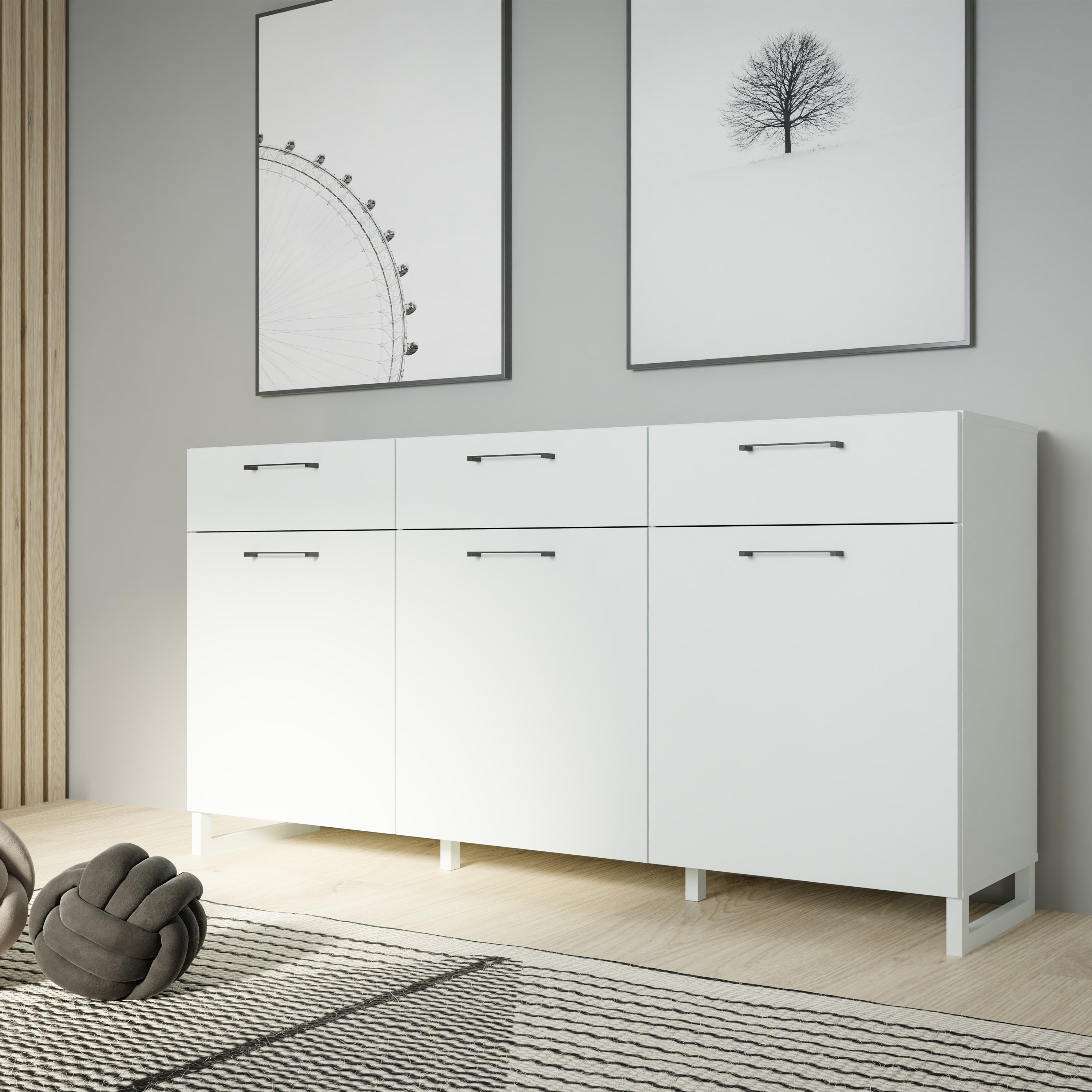 Sali 3 Door 3 Drawer Chest in Light Grey – FTG, view 6