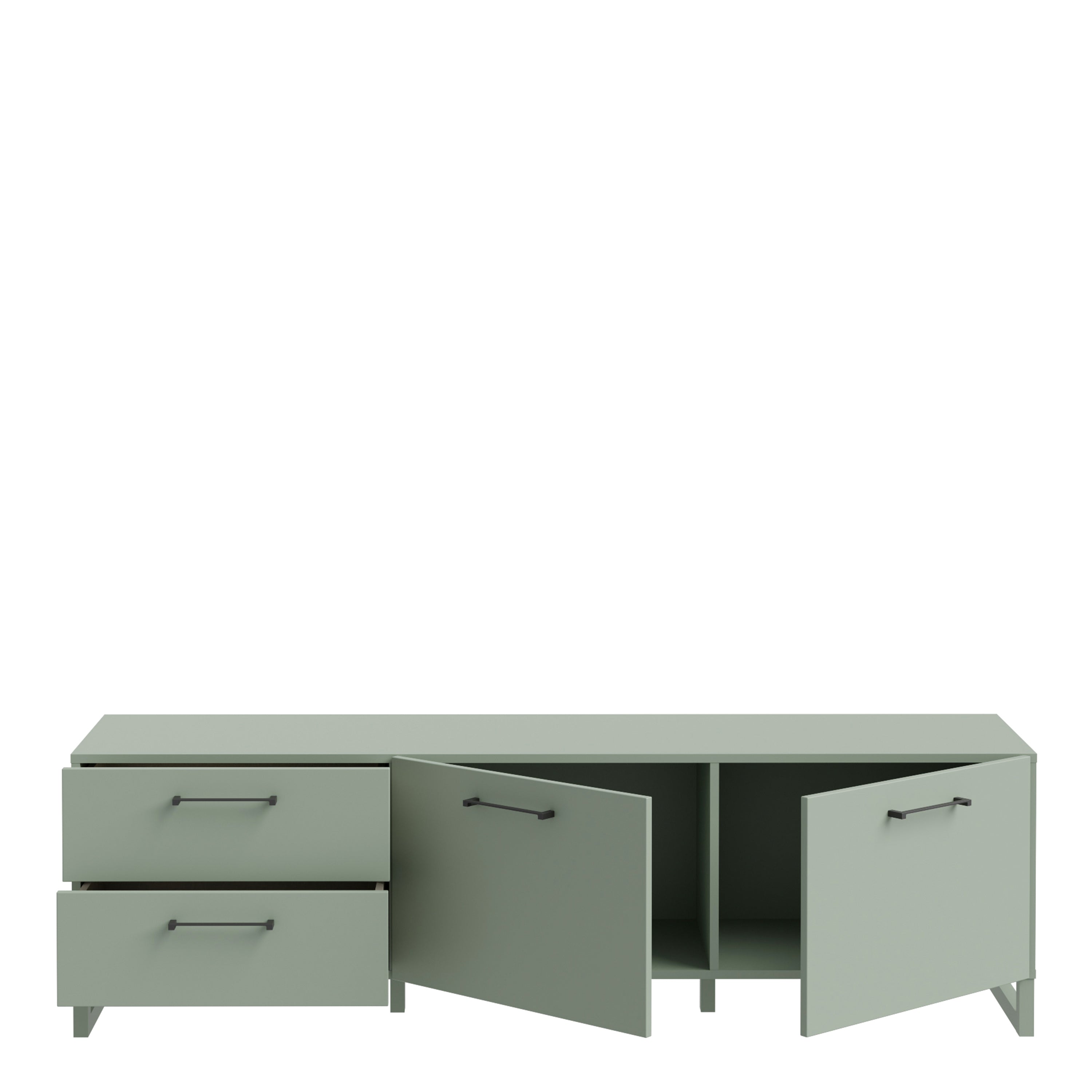 Sali 2 Door 2 Drawer TV Unit in Sage Green – FTG, view 4