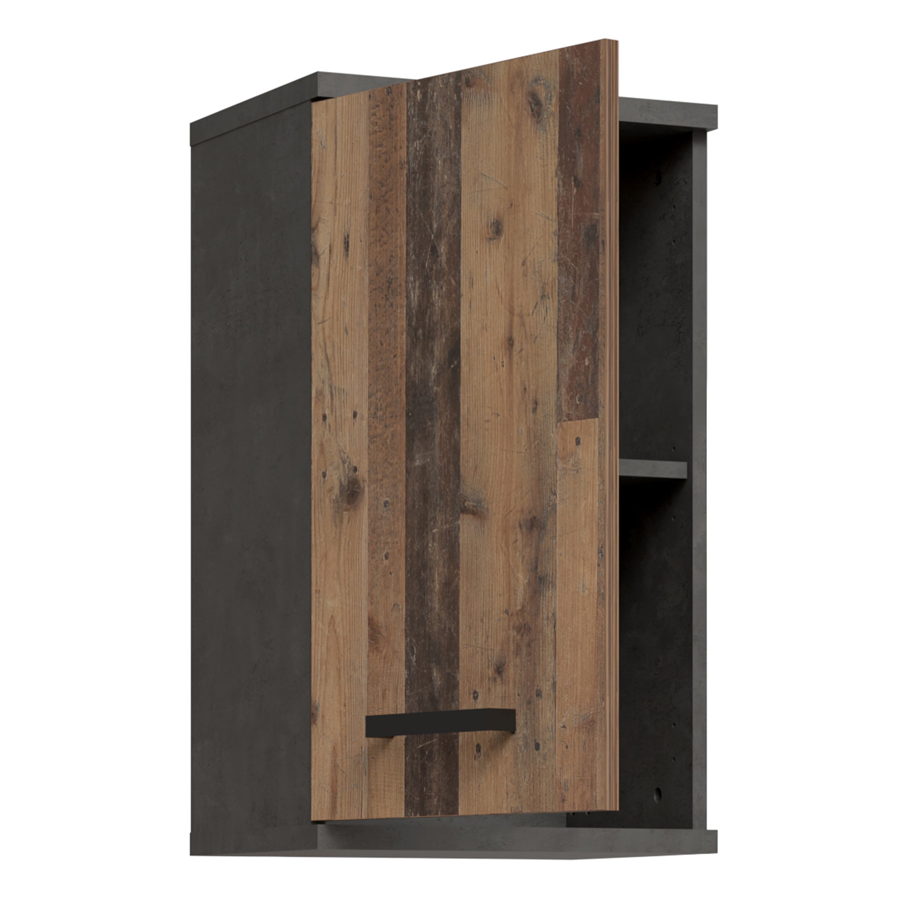 Veris Small Hanging Cupboard with 1 Door in Walnut and Dark Grey