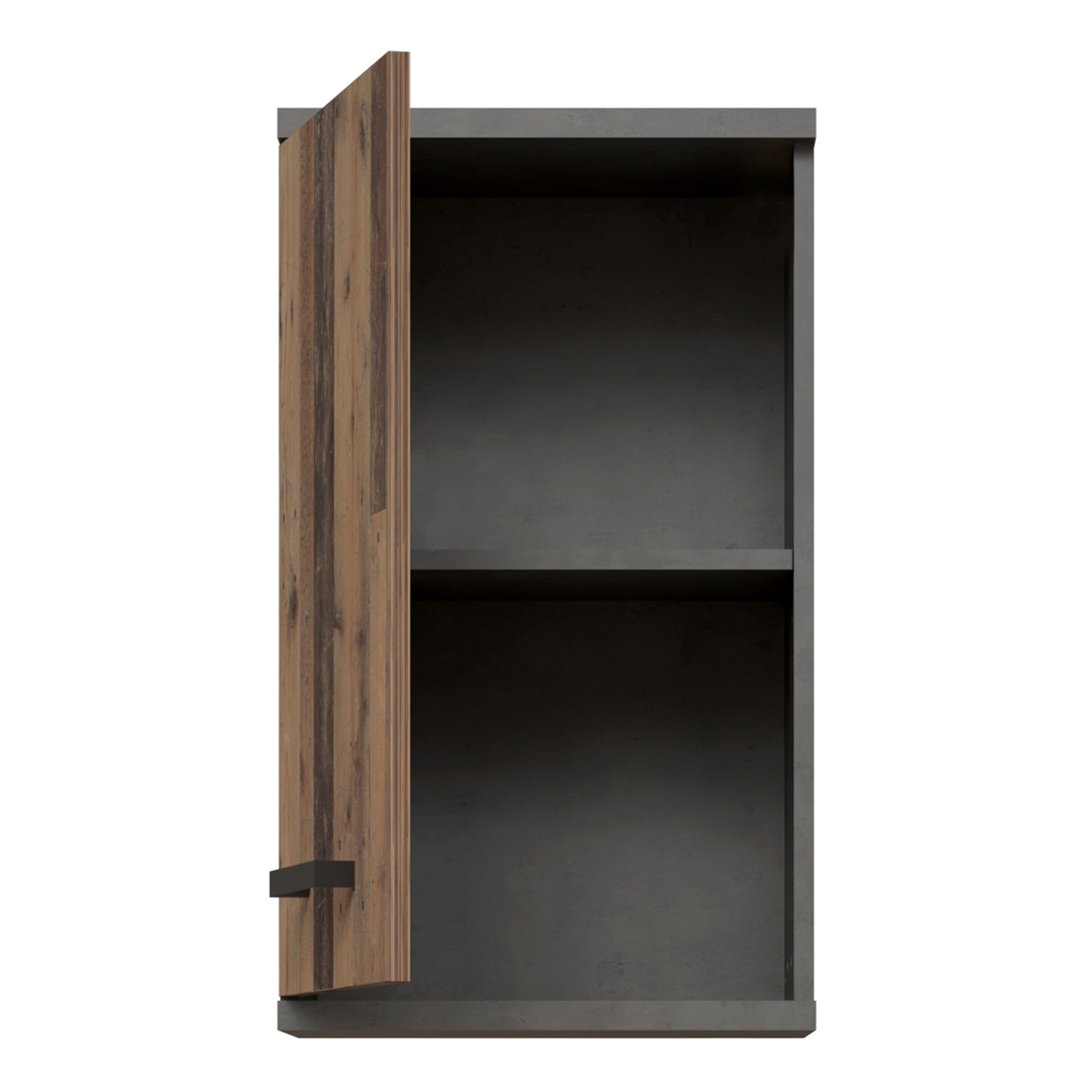 Veris Small Hanging Cupboard with 1 Door in Walnut and Dark Grey