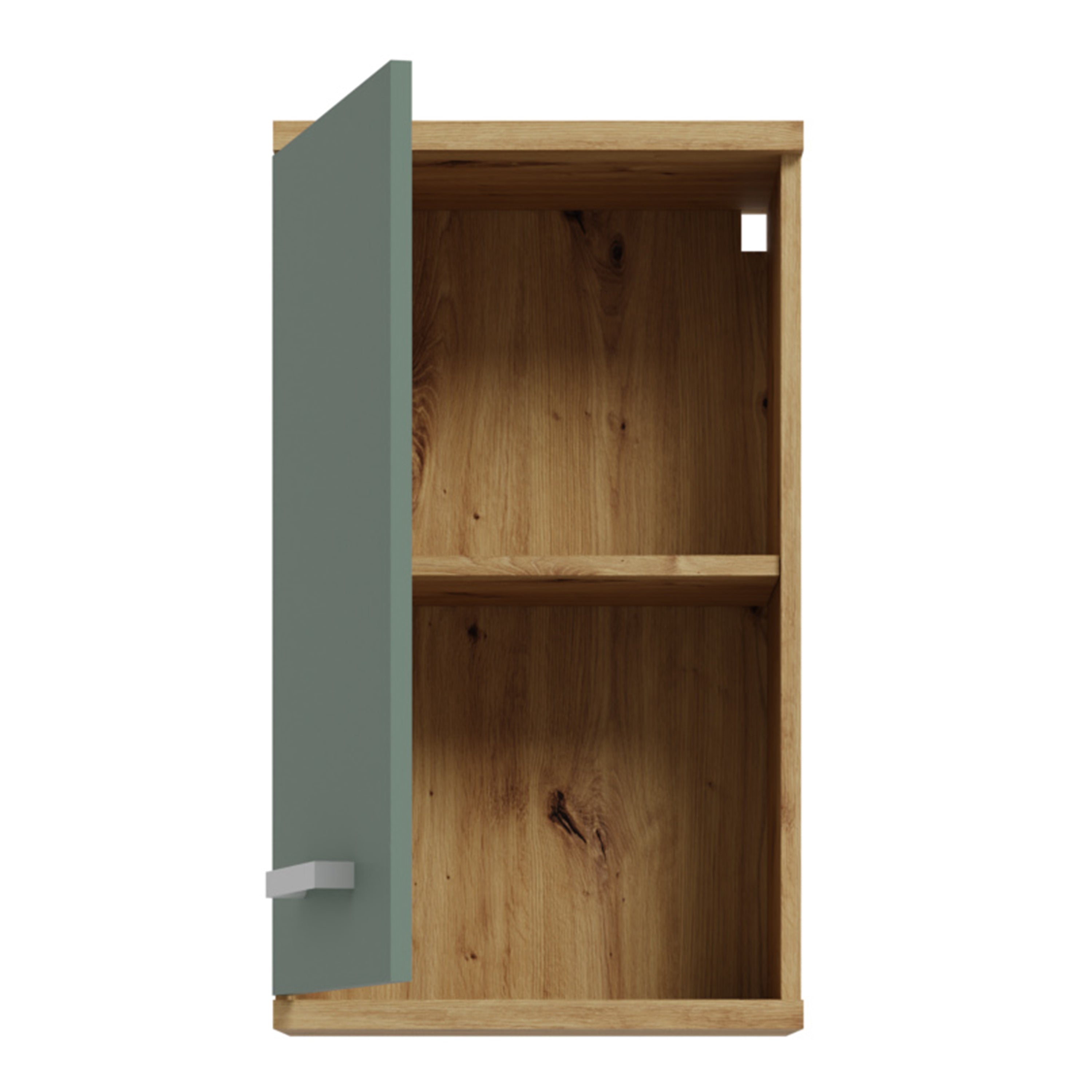Veris Small Hanging Cupboard with 1 Door in Artisan Oak and Sage Green