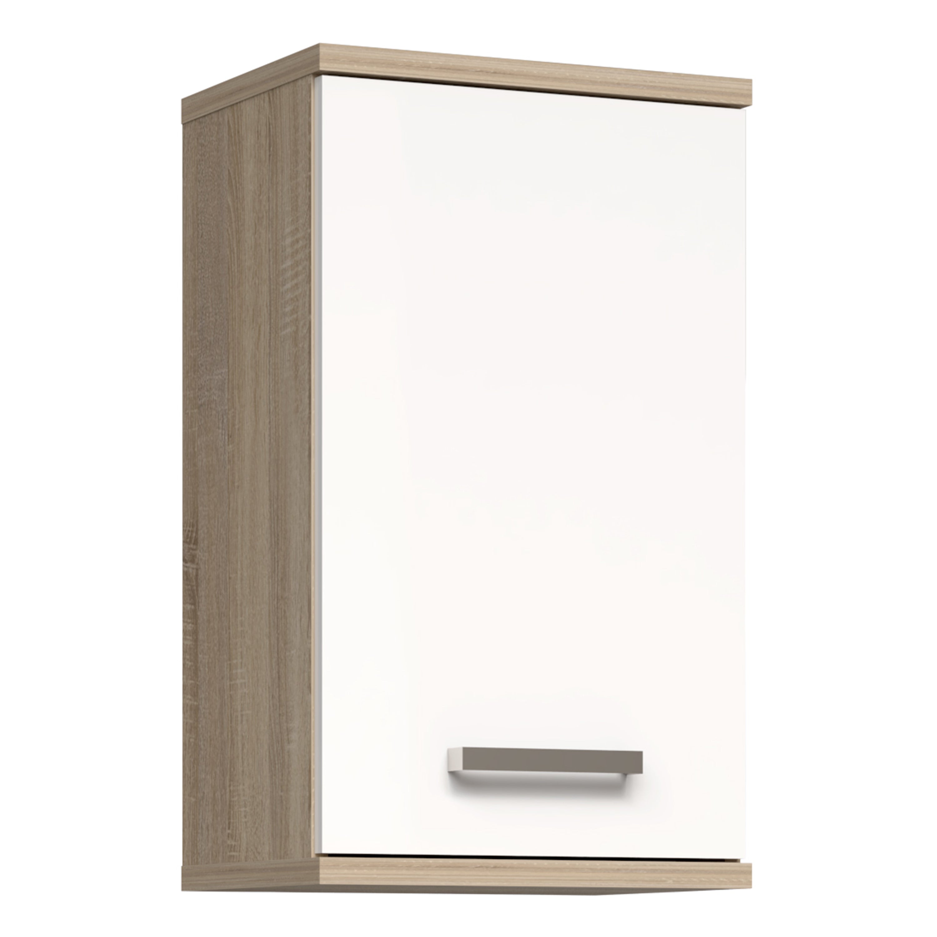 Veris Small Hanging Cupboard with 1 Door in Sonoma Oak and White High Gloss