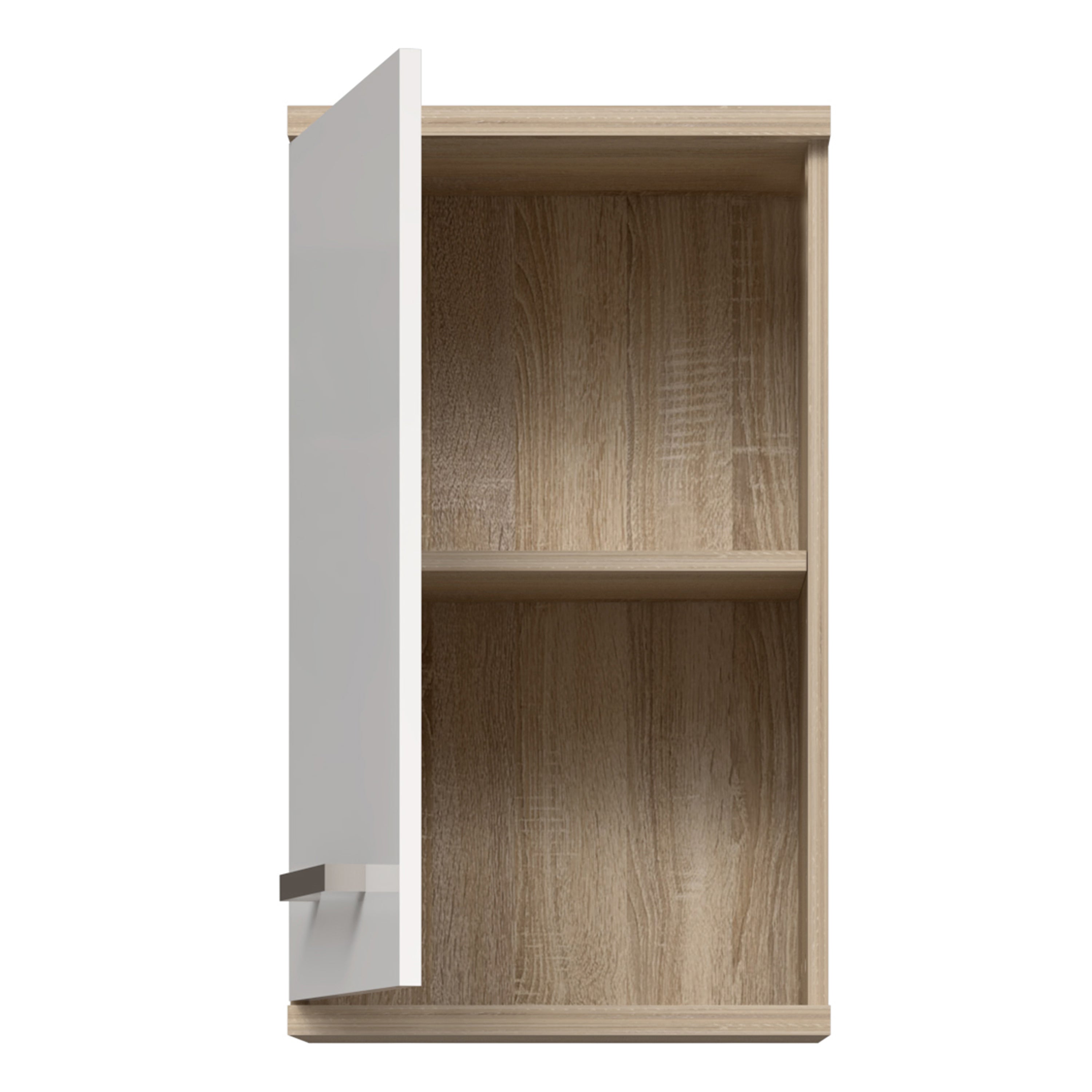Veris Small Hanging Cupboard with 1 Door in Sonoma Oak and White High Gloss