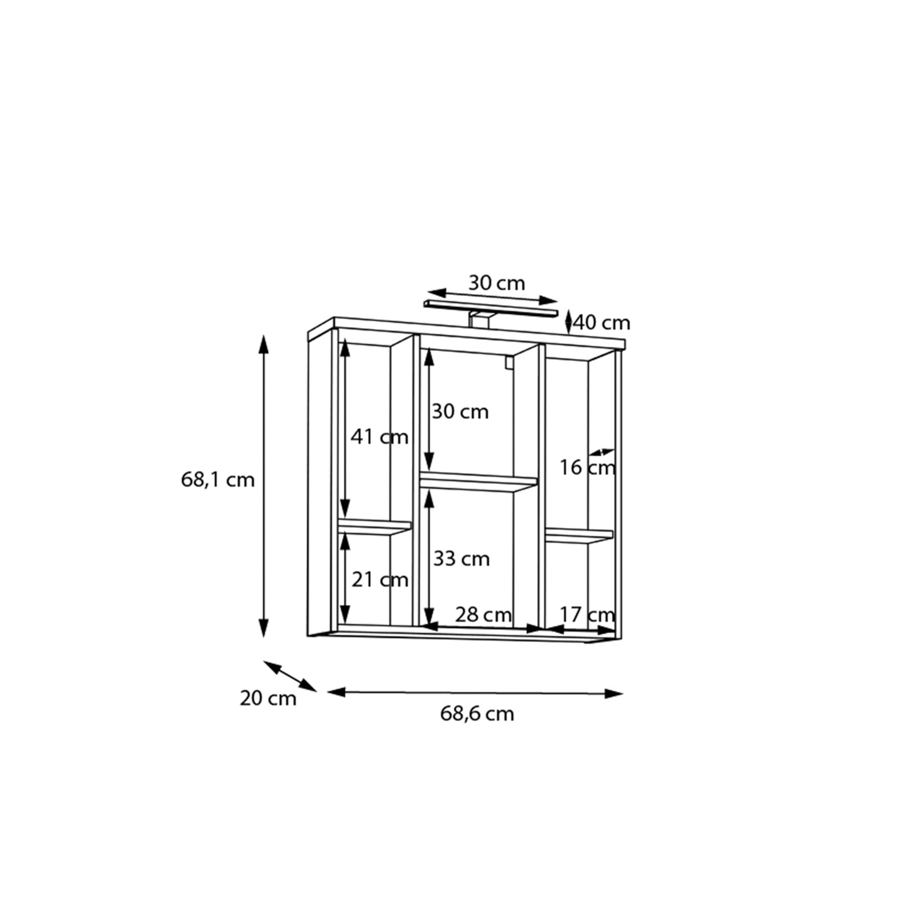 Veris 3 Door Mirrored Bathroom Cabinet with Integrated LED Lighting – Artisan Oak and Sage Green