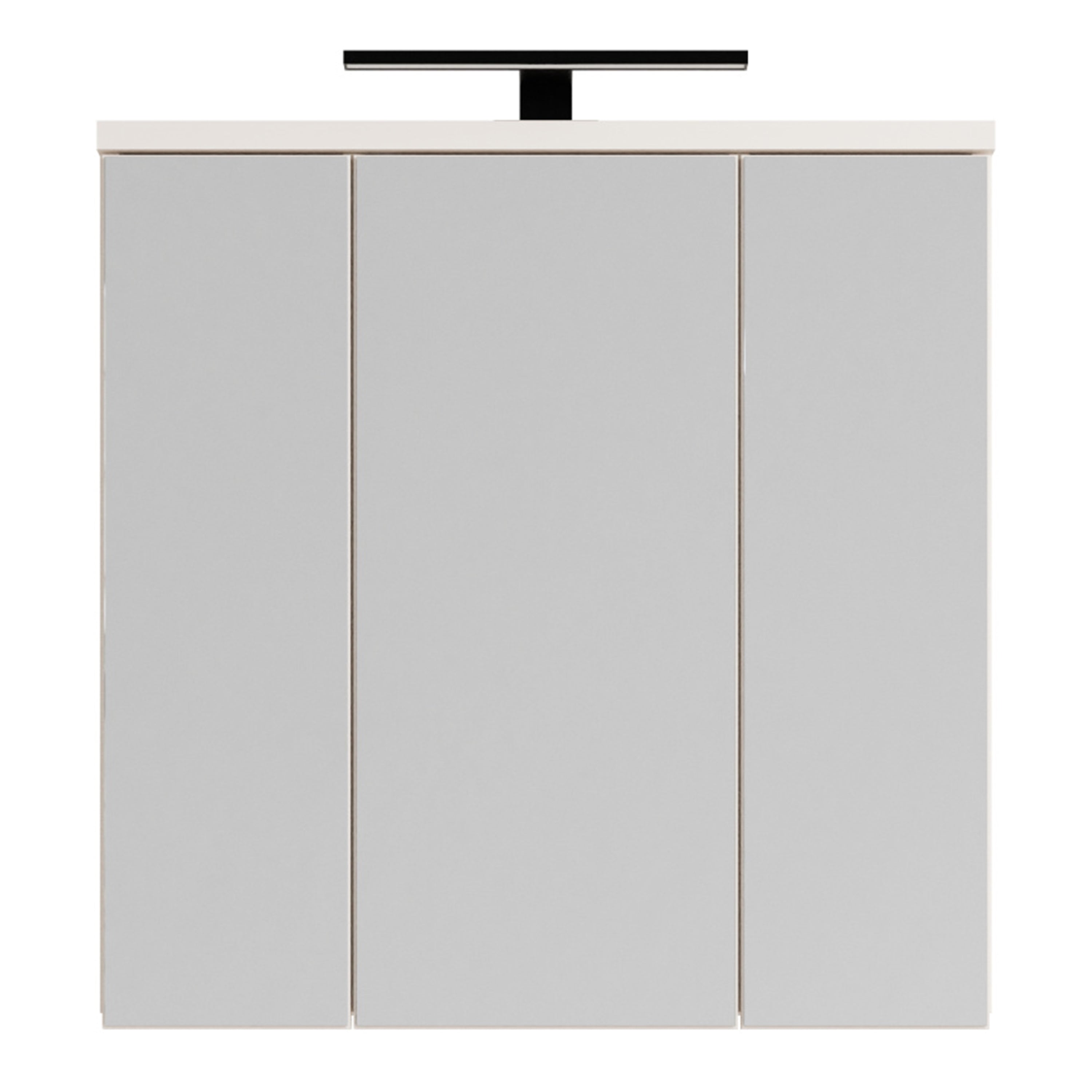 Veris 3 Door Mirrored Bathroom Cabinet with Integrated LED Lighting in Sand